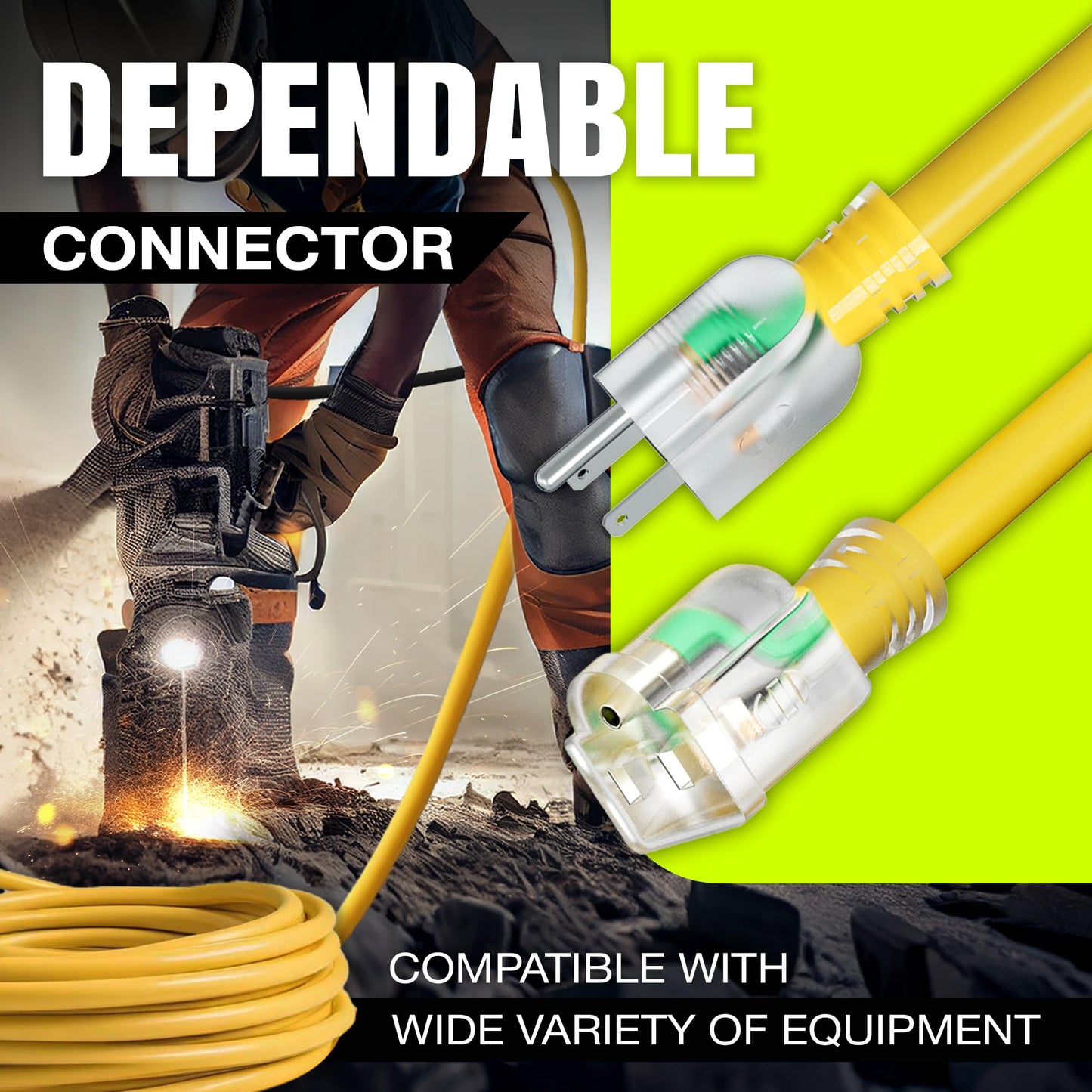 75ft Outdoor/Indoor Extension Cord 16/3 Gauge Heavy Duty 3 Prong SJTW, Waterproof, Flexible Cold-Resistant Long Power Cord,10A 125V 1625W, Yellow by LifeSupplyUSA
