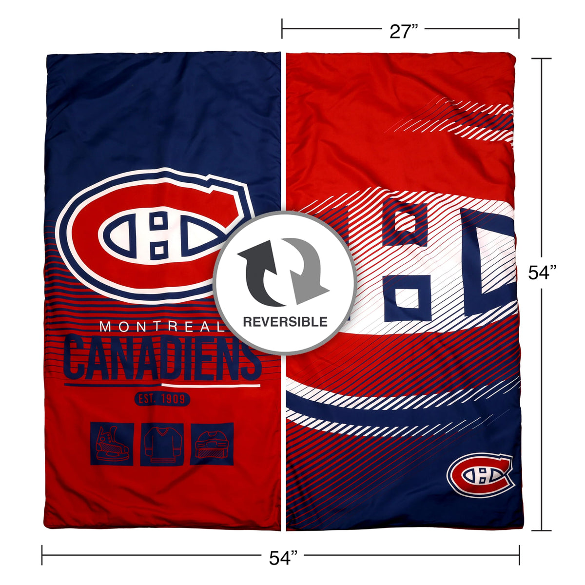 NHL Montreal Canadiens Kids Lightweight Indoor Slumber Bag/Sleeping Bag with Portable Drawstring Bag EXPRESSIONS Ultra-Soft & Cozy (Official NHL Product)
