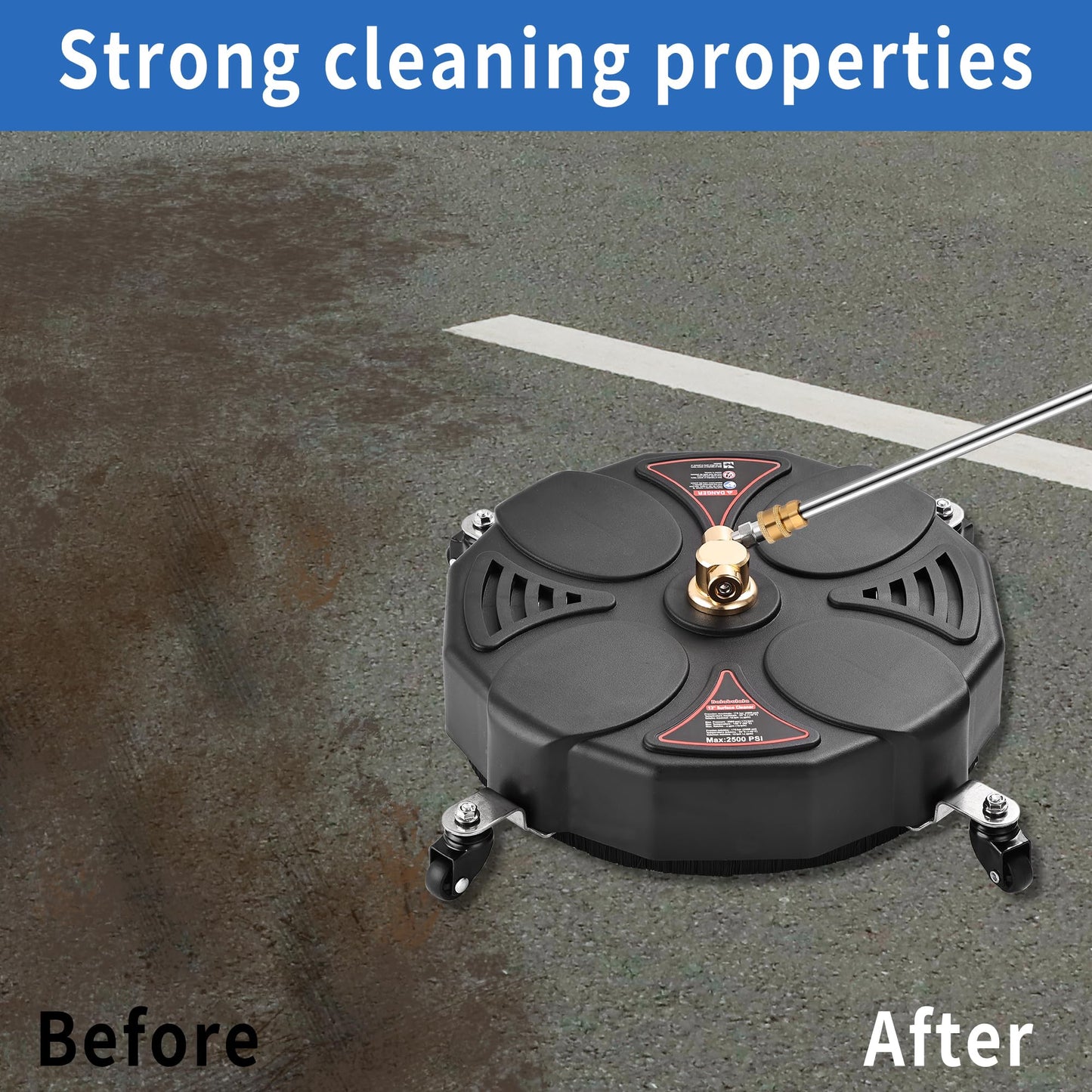 13" Pressure Washer Surface Cleaner Attachments,Balabulala 2500 PSI Power Surface Cleaner,with 4 Wheels 1/4" Quick Connector 2 Extension Wands for Decks,and Patios