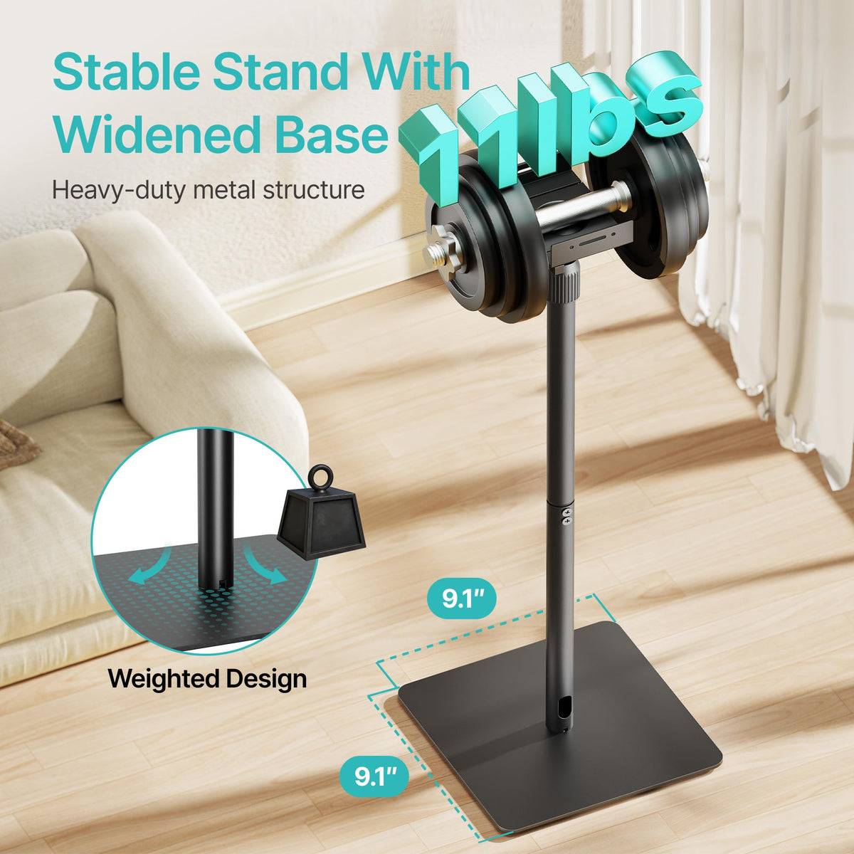 Pegzone Height-Adjustable Speaker Stands Pair,11LBS Capacity,Height Adjustable from 33.4" to 44.0",Surround Sound Speaker Stands,Cable Management,Black,1 Pair