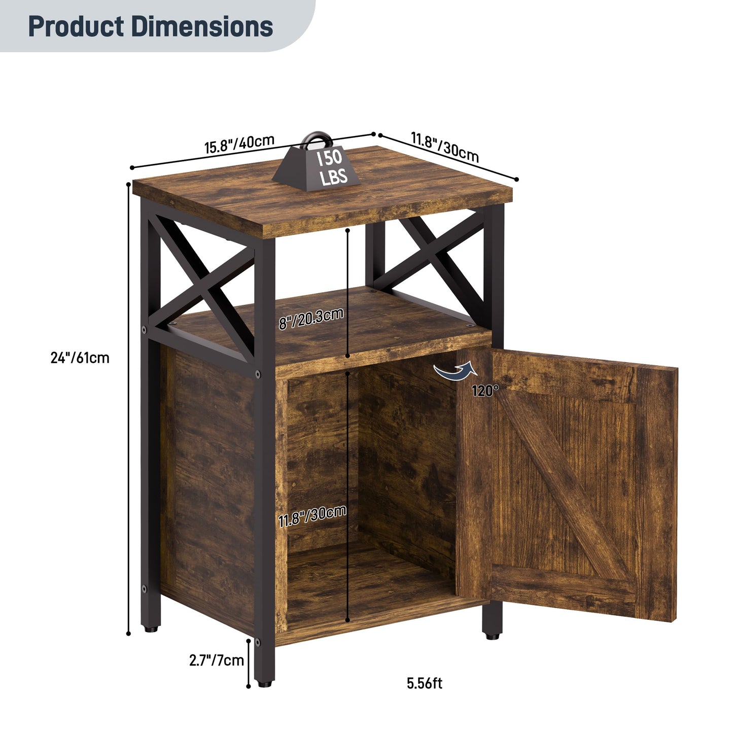 runjuly Night Stand with Locking Drawer, Bedside Table with Drawers, Wooden Bed Side Table with Storage, Nightstand with Shelves, End Night Tables For Bedroom, Living Room, Dorm, Office (Rustic Brown)