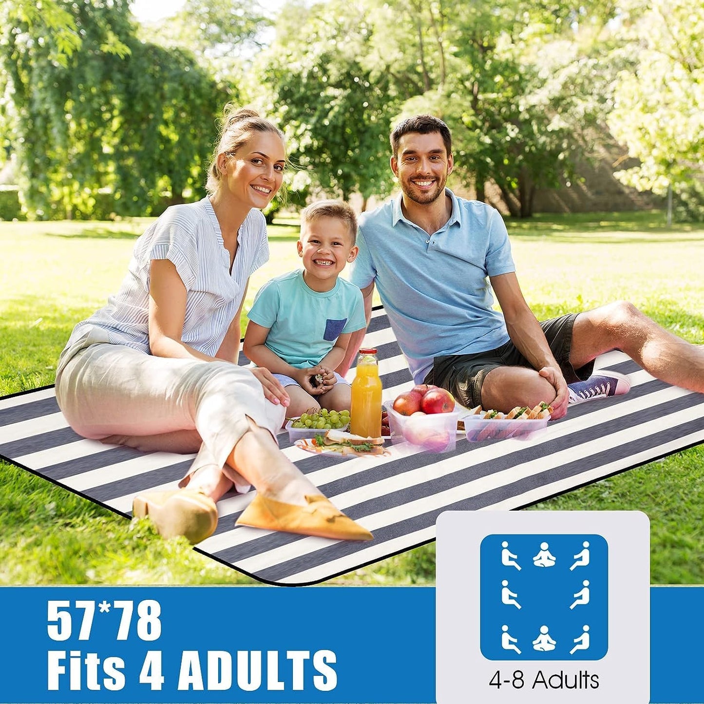 Good Gain Picnic Blanket Waterproof, Beach Blanket Portable with Carry Strap Outdoor Camping Party, Large Foldable Sand Proof for Wet Grass Hiking or Kids Playground Picnic Mat…
