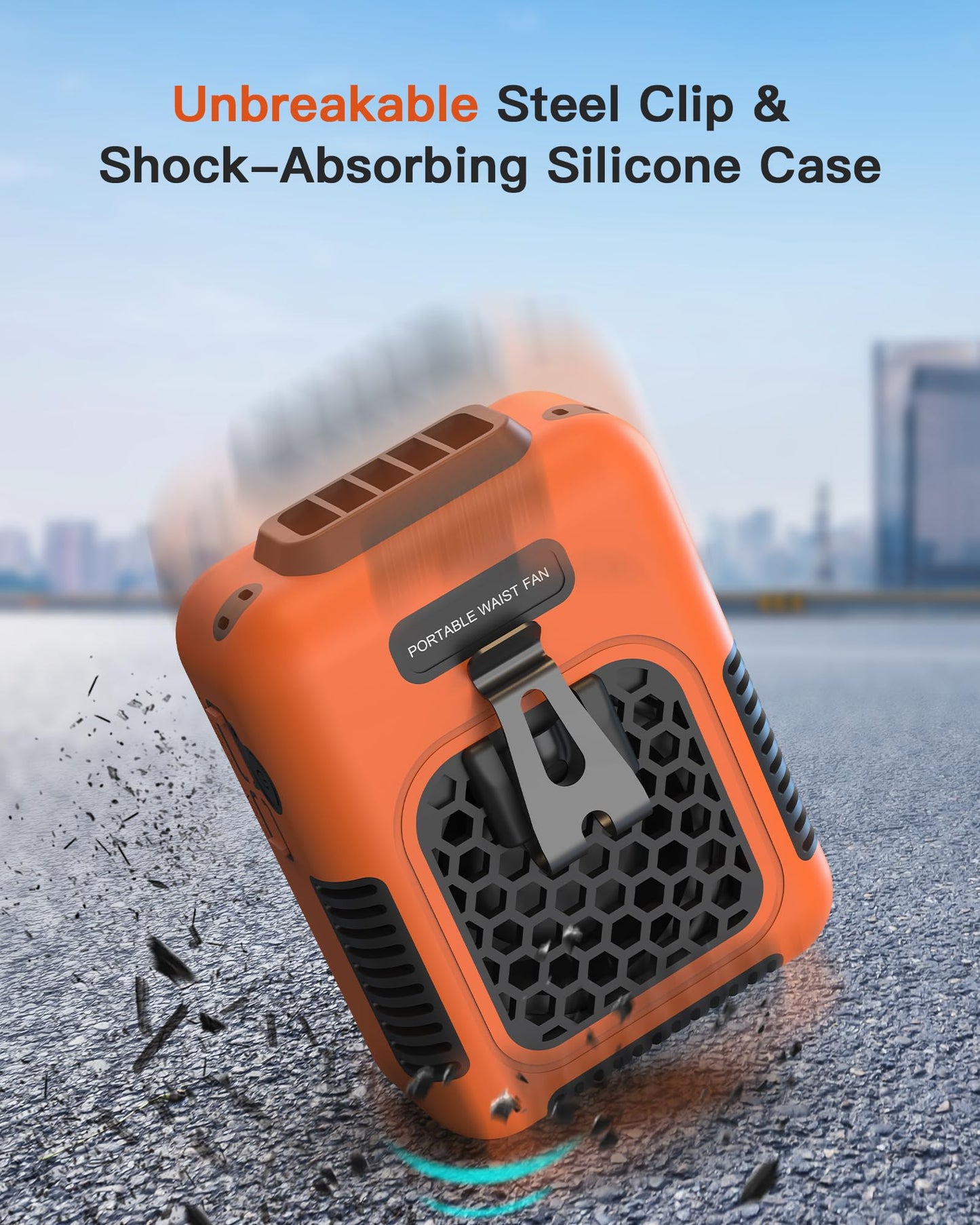Portable Waist Clip Fan & Neck Fan 2 in 1 w/Steel Clip and Silicone Sleeve, 24H Hands-free Personal Fan, Wearable Body Fan, 3 Speeds Cooling Shirt Fan, 6000mah Belt F an for Outdoor, Travel