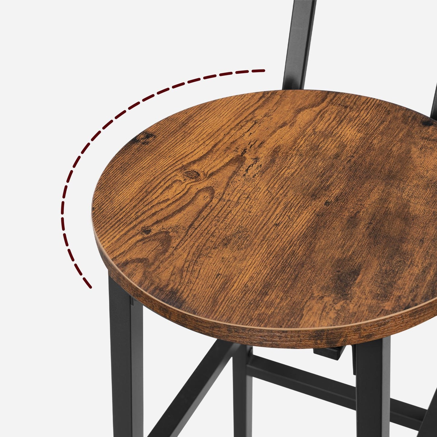 MAHANCRIS 71 cm Bar Stools, Set of 2 Round Bar Chairs with Footrest, Tall Counter Bar Stools, Kitchen Breakfast Bar Stools, Easy Assembly, for Dining Room, Kitchen, Rustic Brown BAHR02701