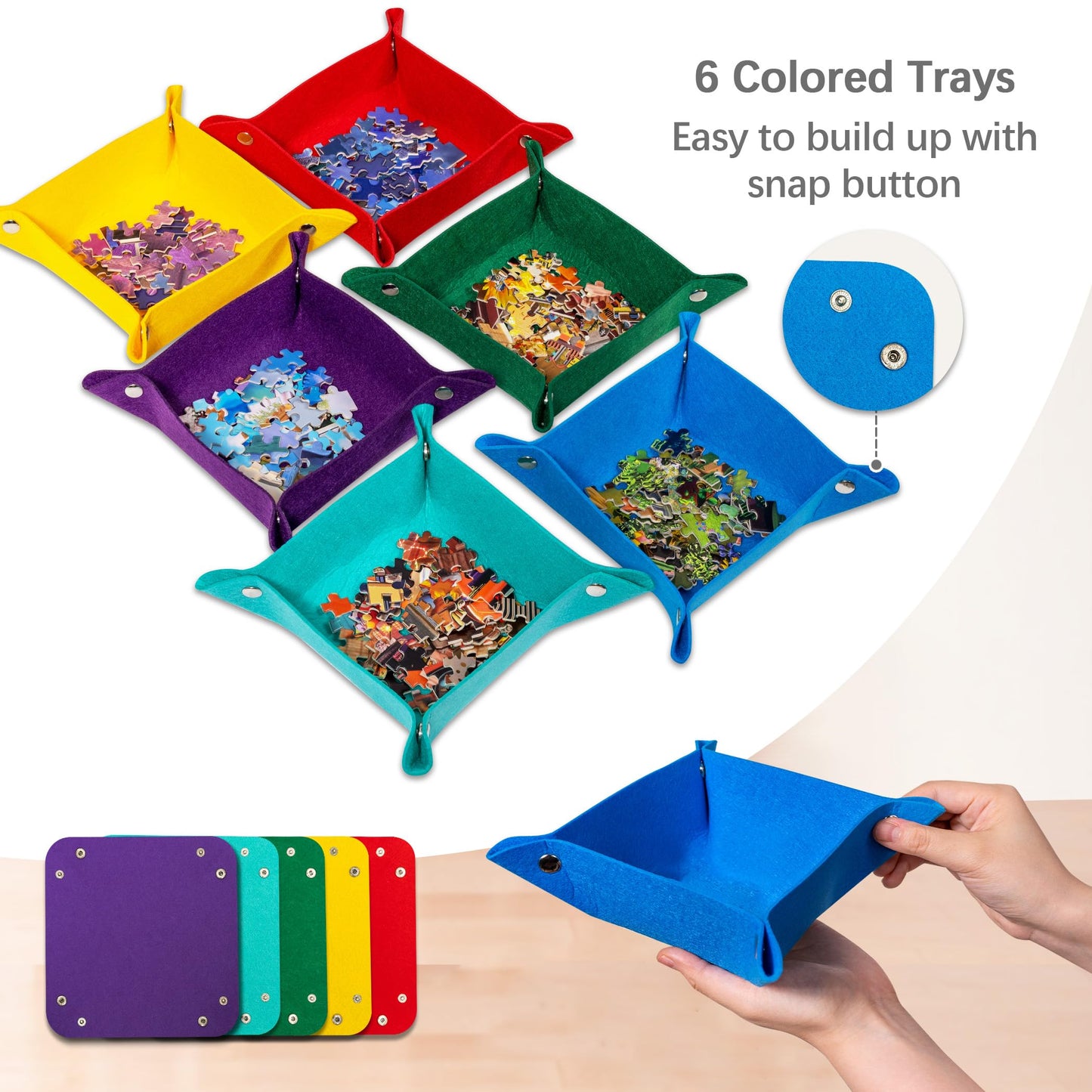 Becko US Foldable Design, Jigsaw Puzzle Board with Cover & 6 Sorting Trays, Portable & Lightweight Puzzle Table, for 1000 Piece Jigsaw Puzzles