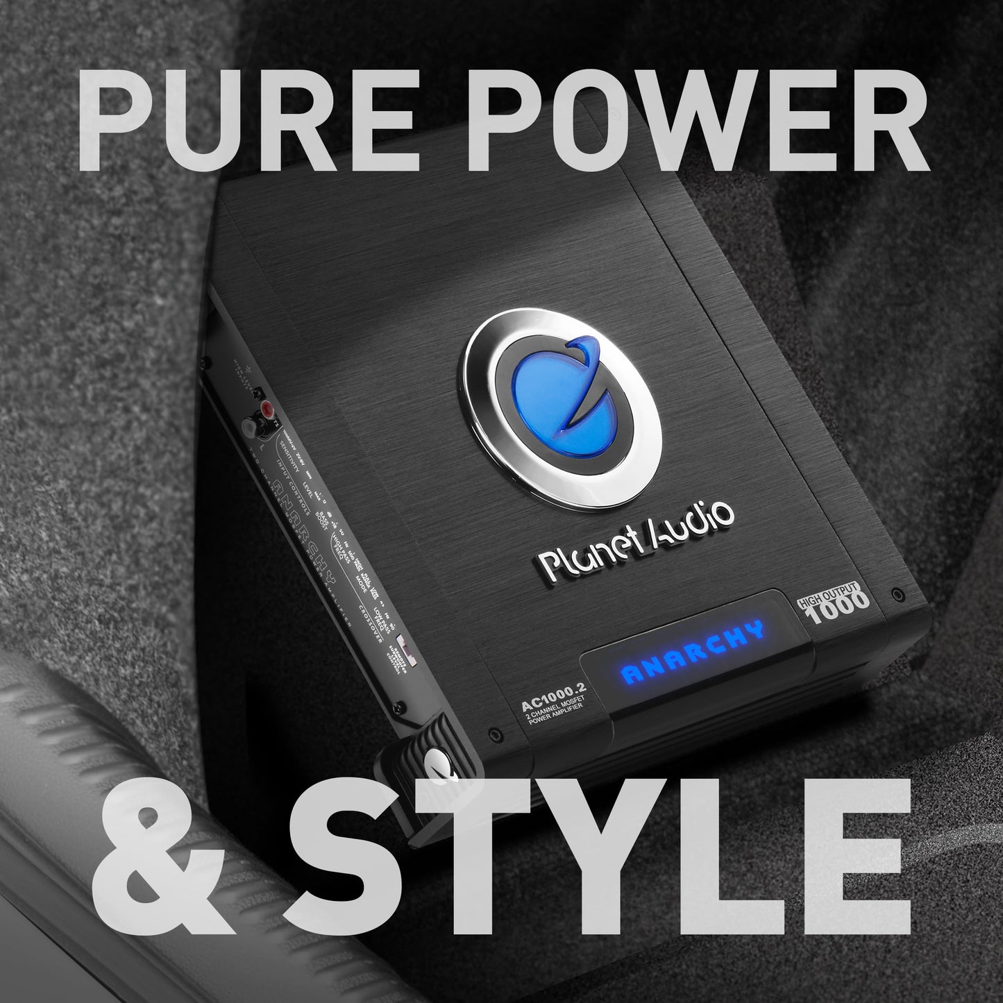 Planet Audio AC1000.2 Anarchy 1000 Watt, 2 Channel, 2/4 Ohm Stable Class A/B, Full Range, Bridgeable, MOSFET Car Amplifier with Remote Subwoofer Control