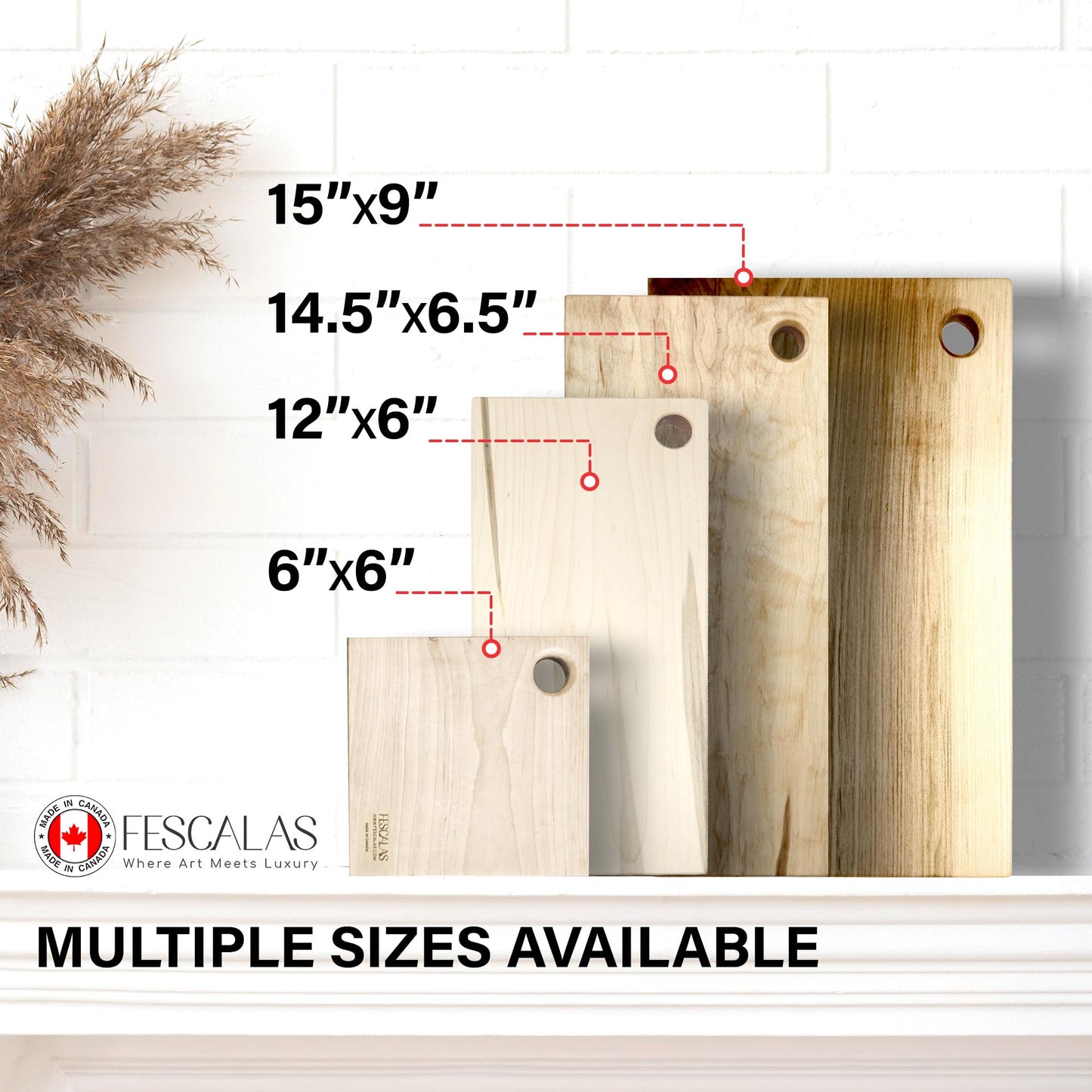 Fescalas Canadian Maple Handmade Cutting Board 15"x9" Butcher Block - Heavy Duty Hardwood Chopping Board for Kitchen - Made in Canada