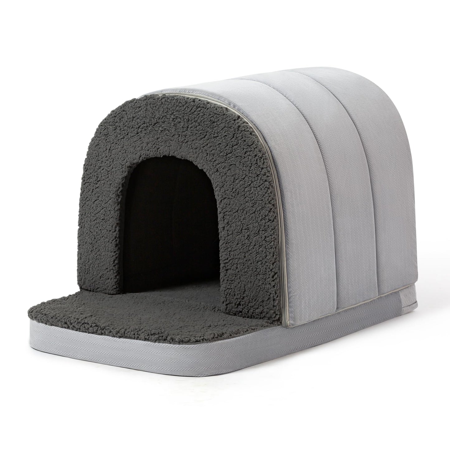 Pelzin Orthopedic Dog Bed House - Dog House Indoor with Egg-Crate Foam - Tent Bed with Waterproof Lining & Nonskid Bottom, Ideal for Small Breeds & Fits 24-Inch Crate - 23"x16", Charcoal
