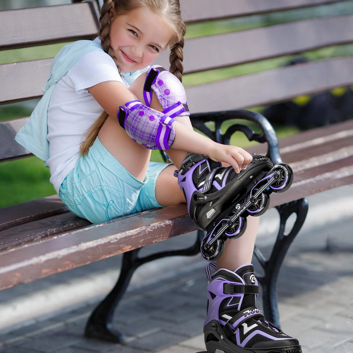 Ruthfot Adjustable Inline Skates for Boys and Girls, Light Up Skates for Ages 6-12 Kids Outdoor Illuminating Patines for Women and Men
