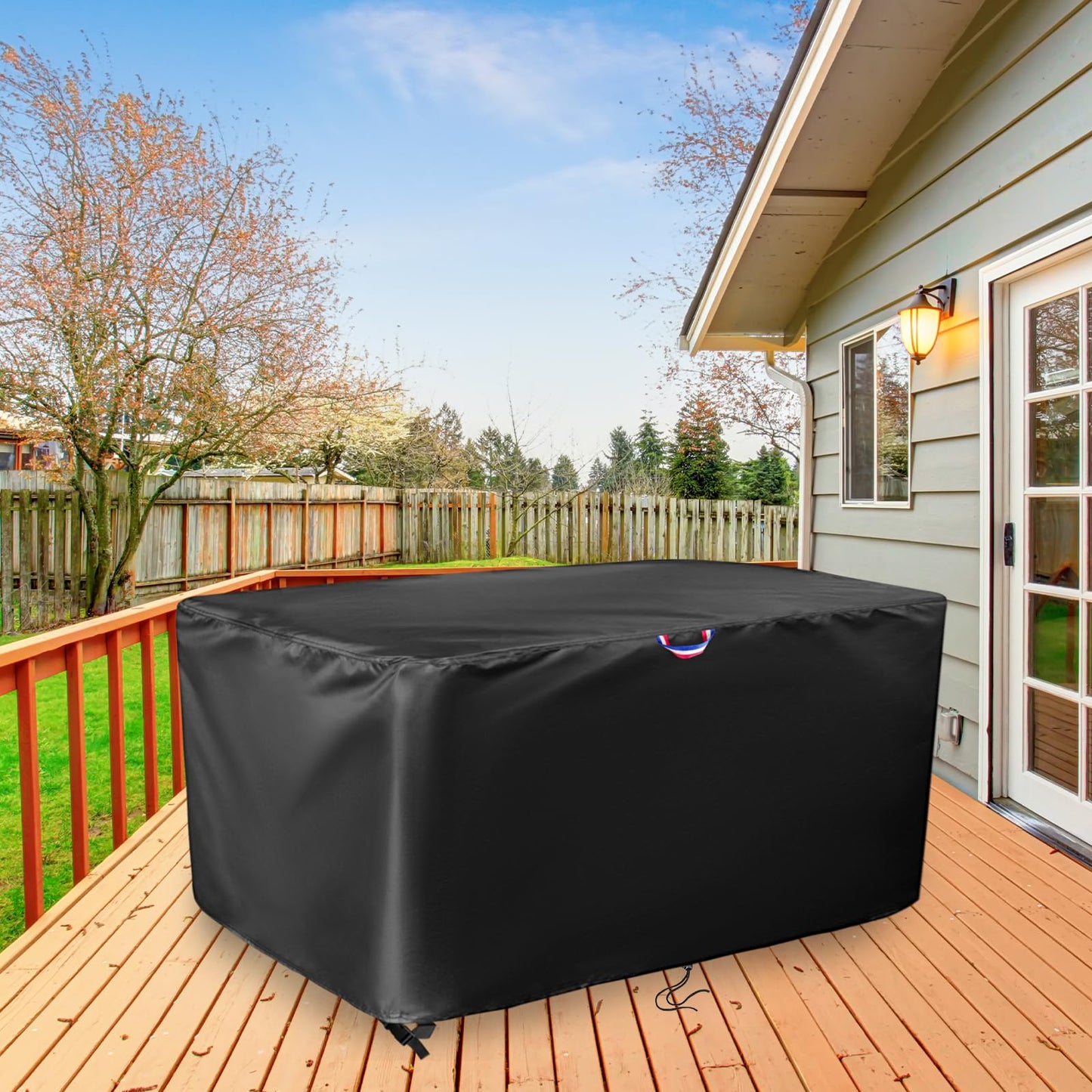 Agustone Outdoor Dining Table Cover, 60" Rectangle Patio Furniture Covers Waterproof, Protective Cover for Outdoor Dining Table Chairs Set - Black, 60 X 38 X 28 Inch
