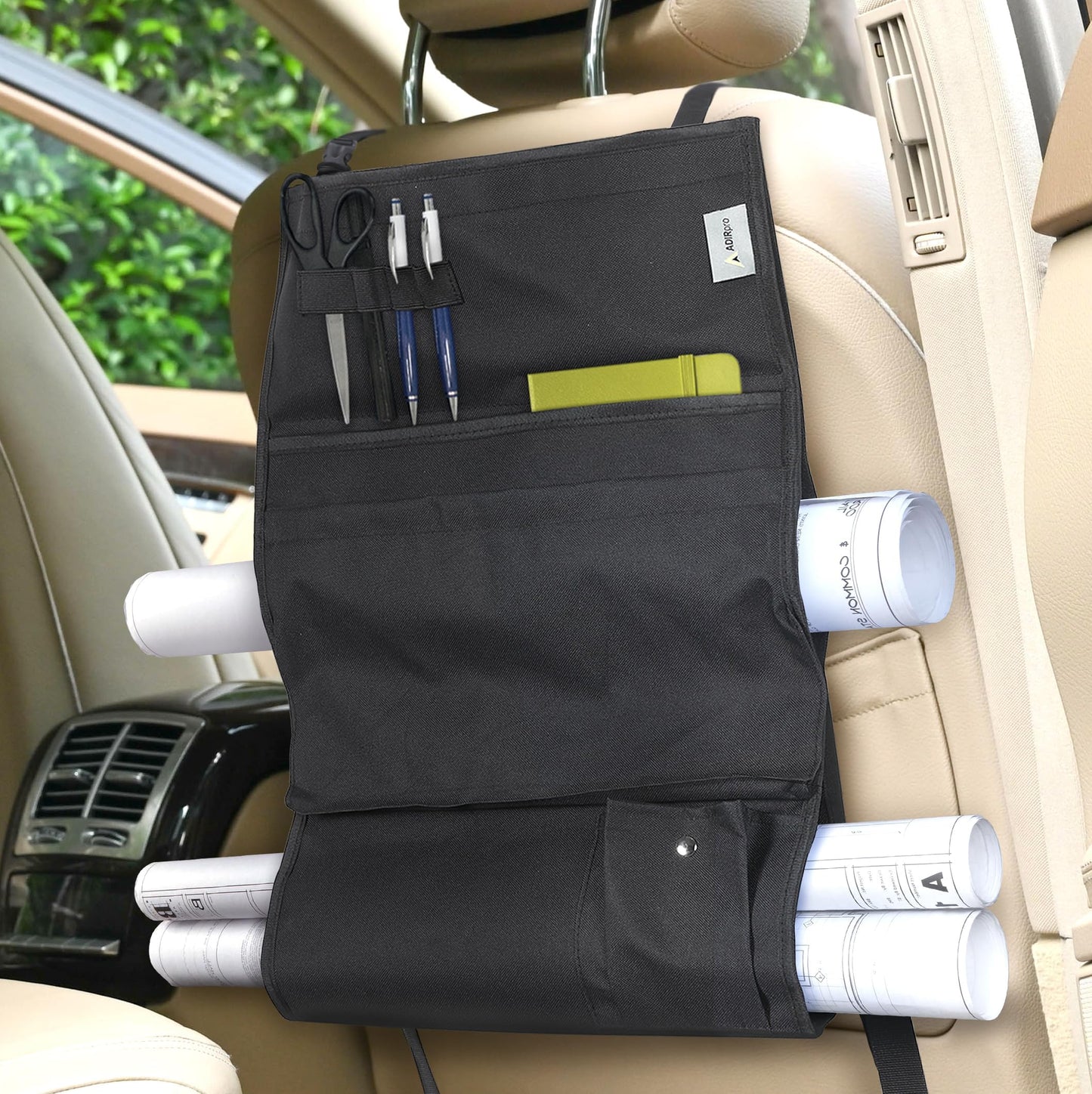 Adir Plans Car Holder for Blueprints, Maps, Drawings, Artwork, Posters, and Documents - With Pockets by Adir Corp