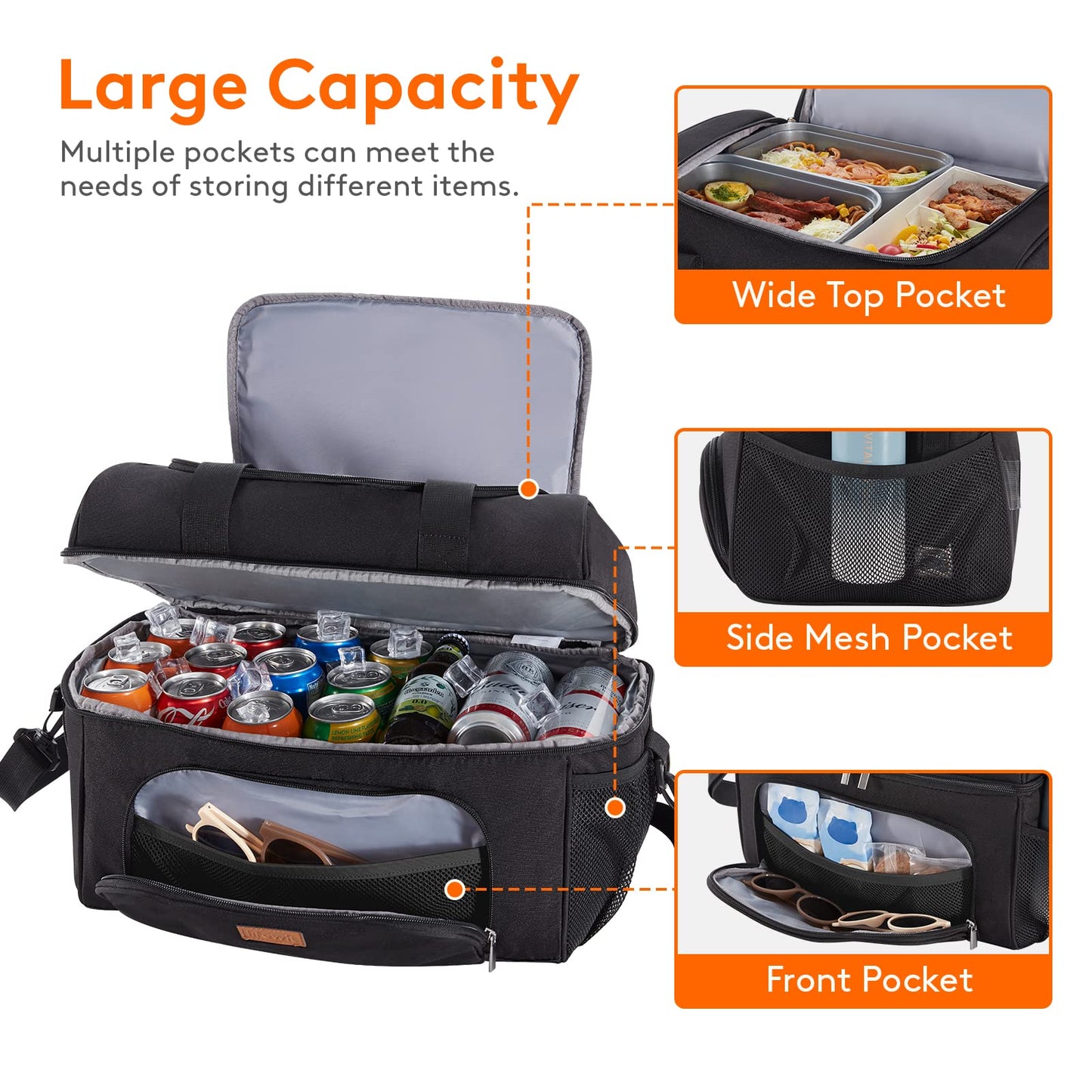 Lifewit Large Cooler Bag 32 Cans Insulated Lunch Bag Lightweight Portable Cool Bag Double Layer for Picnic, Beach, Work, Trip