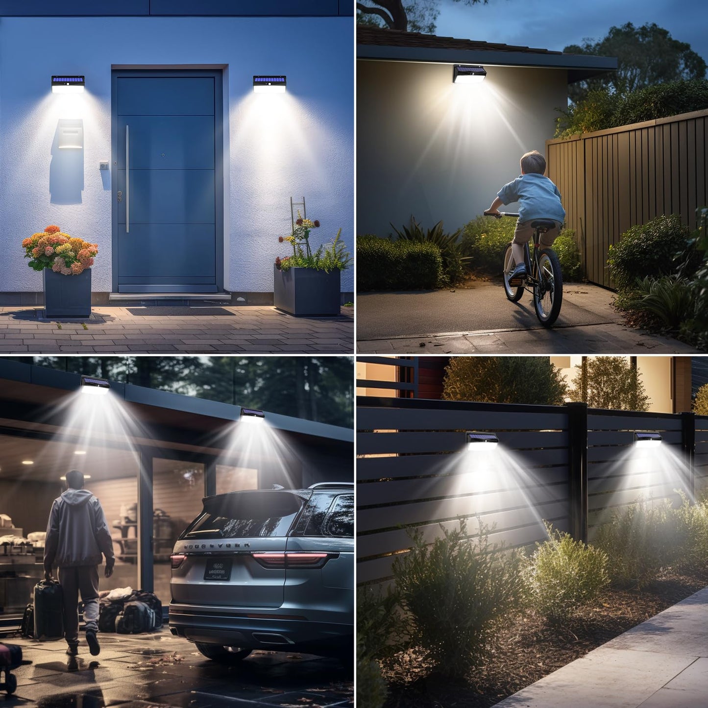 Peasur Solar Lights Outdoor Motion Sensor, 368LED Super Bright Solar Powered Light with 3 Lighting Modes Wireless, IP65 Waterproof Solar Wall Lights Security Lighting for Yard Deck Garage-2 Pack
