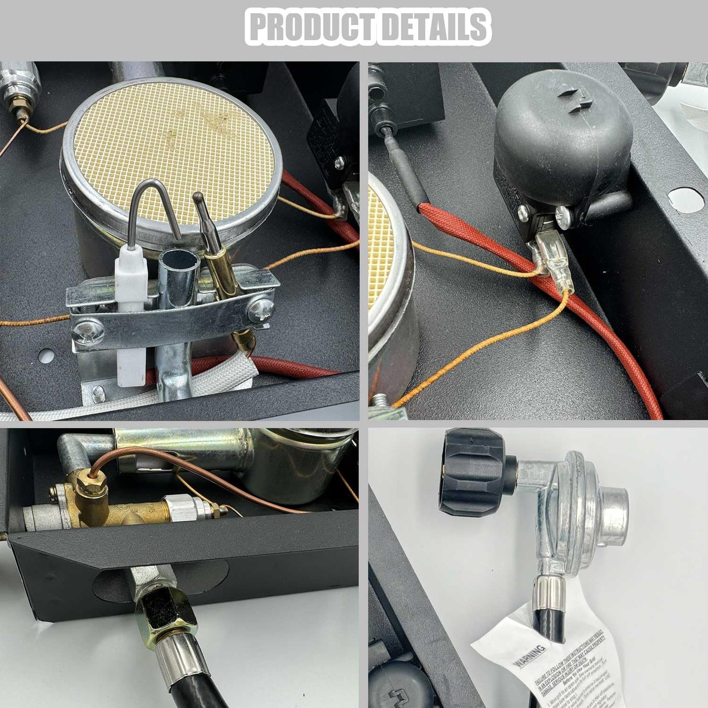Patio Heaters Glass Tube Burner Module Replacement 47 000 BTU SGT Pattern Burner Replacement Parts with Regulator Valve Assembly Kit for Pyramid Square Glass Tube Patio Heater (3 Bolt Hole)
