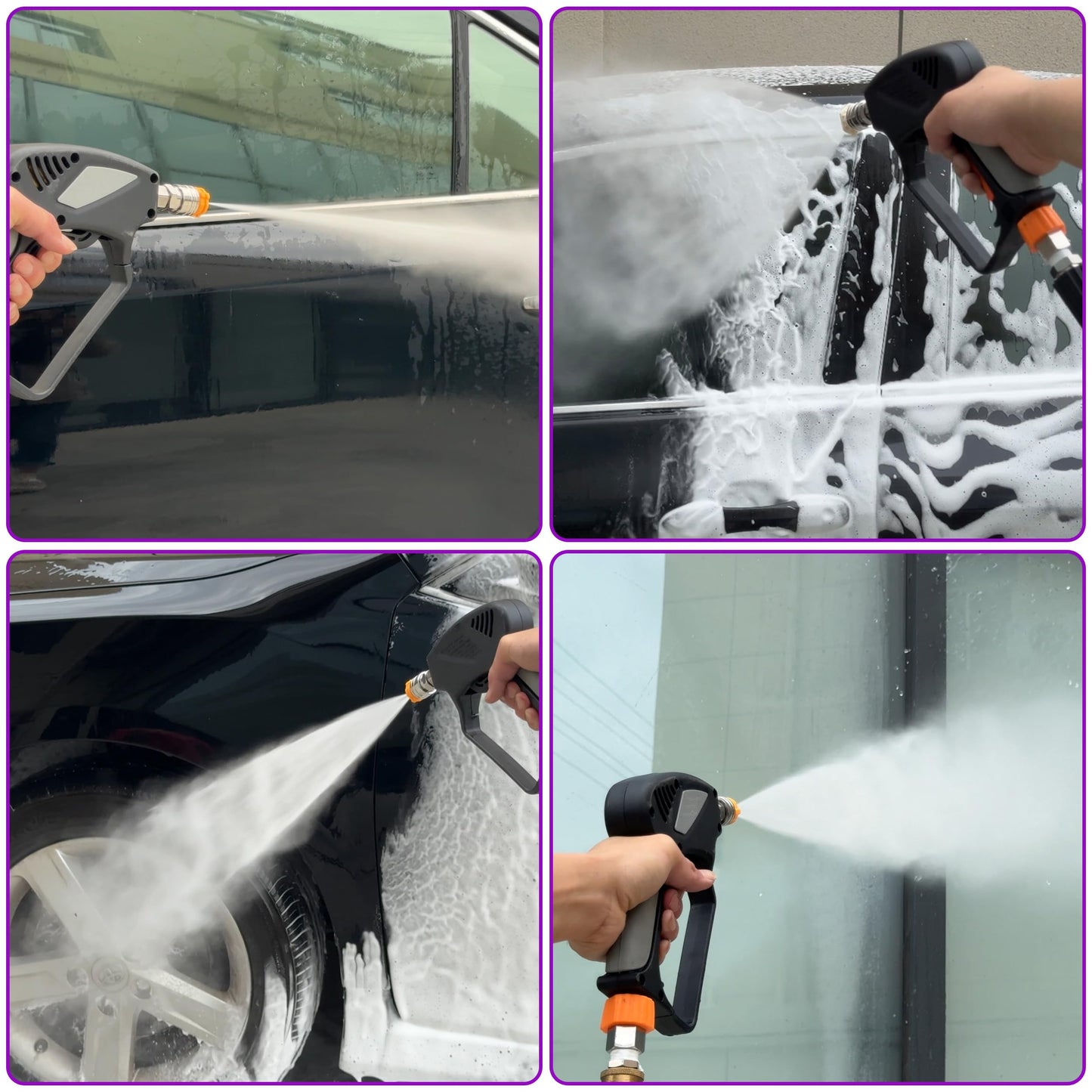 PWACCS Pressure Washer Gun with Swivel, Short Power Washer Gun with 3/8” Quick Connector, M22 14mm /15mm Fitting, 5 Pressure Washer Nozzle Tips with Holder, 5000 PSI