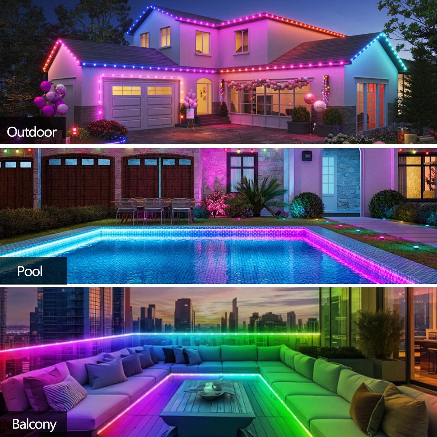 httpsmp 50FT Ws2812 RGB+IC LED Strip Lights IP68 Outdoor Waterproof, 5V USB Powered, Music Sync Bluetooth APP/RF Remote Control Lights for Balcony,Deck,Camping,Garden,Bedroom Decor