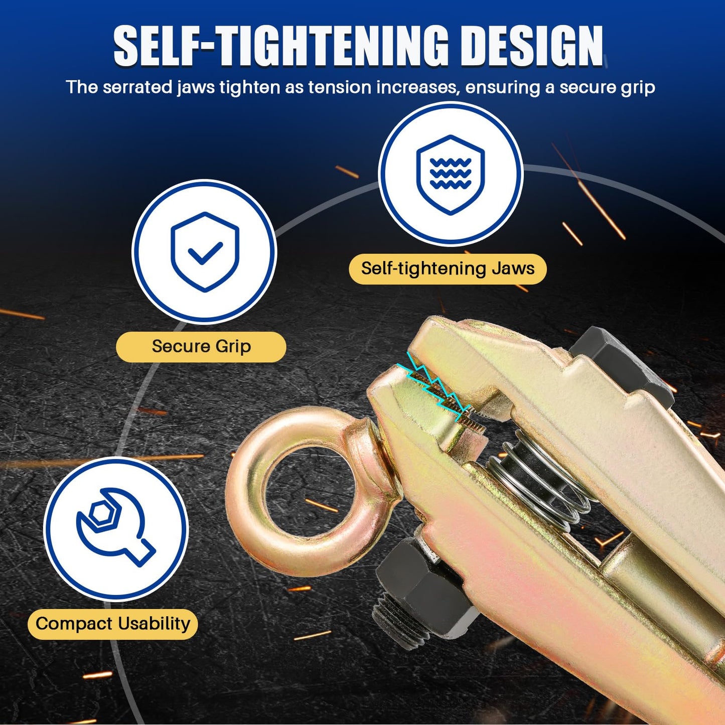 MYFULLY 5 Ton 2-Way Auto Body Repair Pull Clamp Heavy-Duty Self-Tightening Frame & Sheet Metal Repair Tool with Anti-Rust Grips Collision Repair Clamp for Top & Straight Pulling