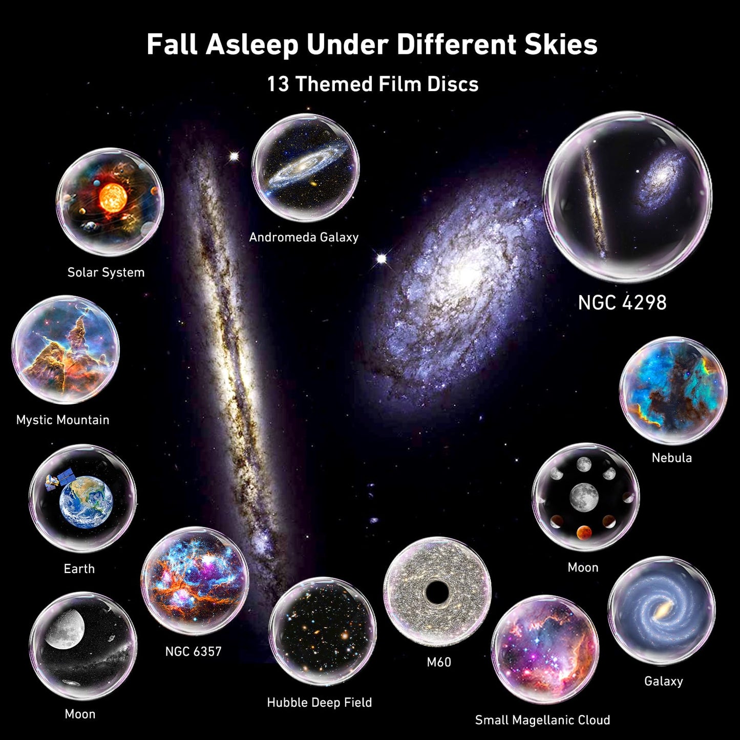 YunLone Galaxy Projector, Planetarium Star Projector with 13 Film Discs, Solar System Moon Nebular, Adjustable Focus Projection Light with Timer for Kids Adults Bedroom Ceiling Décor Holiday Gifts