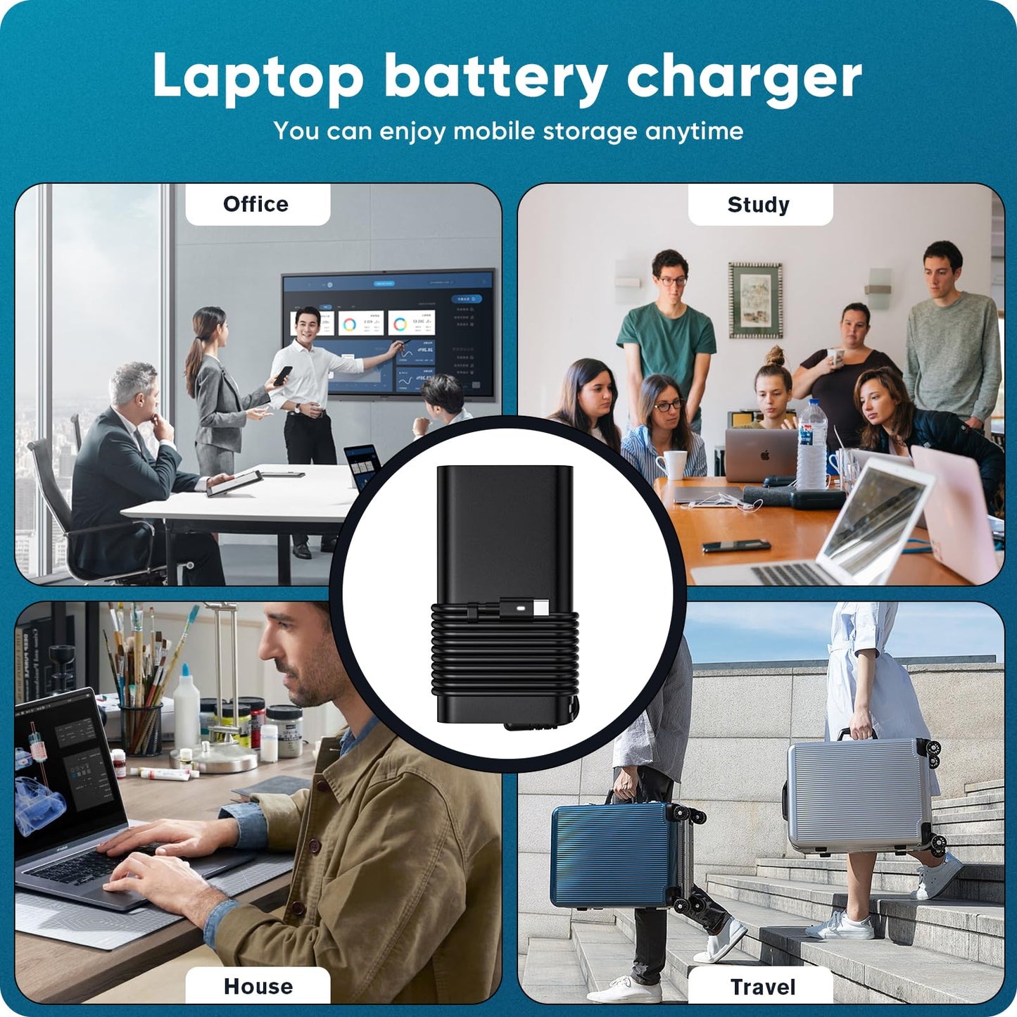 130W USB C Laptop Charger for Dell XPS 15 17 2in1 9575 9500 9510 9520 9530 9700 9710 9720 9730 Precision 5530 5550 5560 5570 5750 5760 3560 3570 3571 Latitude 5520 5420 5510 7410 7310 7210 9410 9510