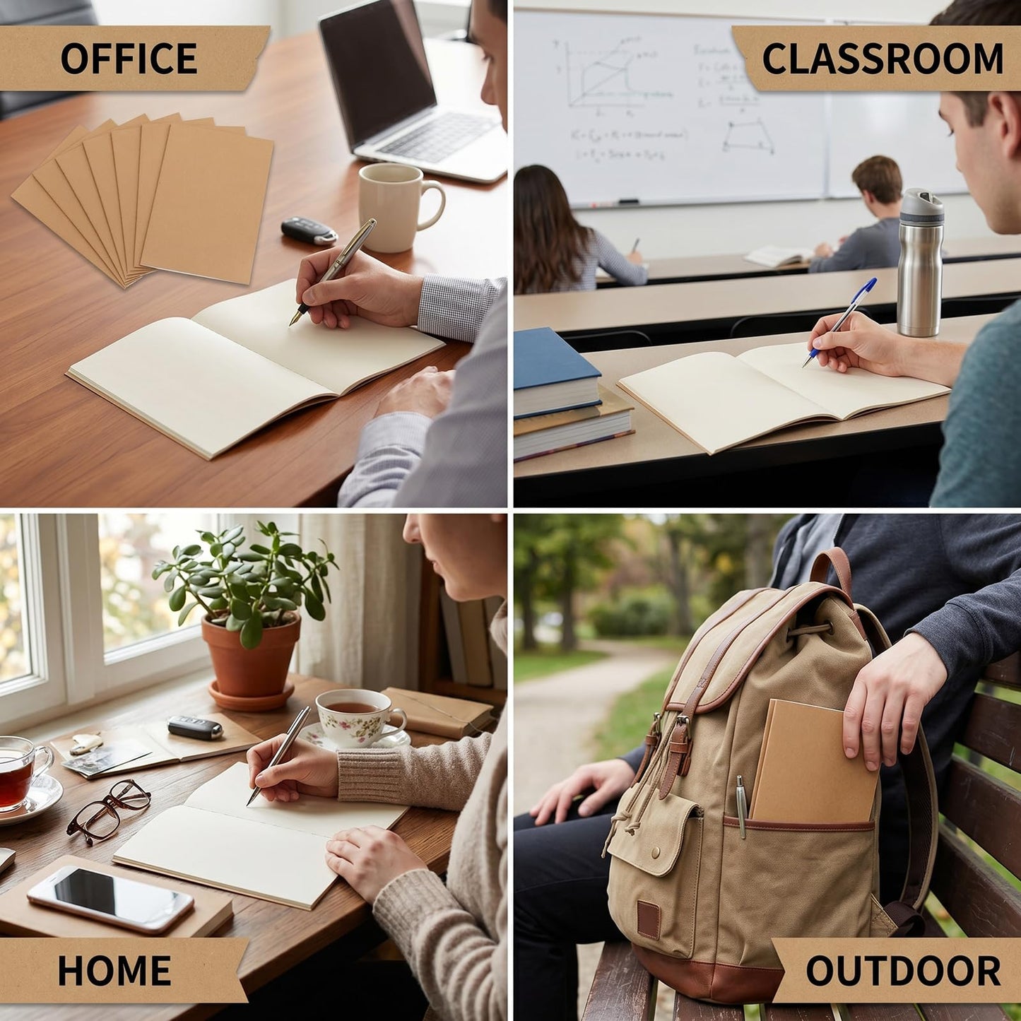 Nicunom 30 Pack A5 Kraft Notebooks, 8.3x5.5 inch Bulk Blank Journals, Travel Journal Unlined Sketchbooks Memo Diary Planner for Office Classroom Supplies, 60 Pages