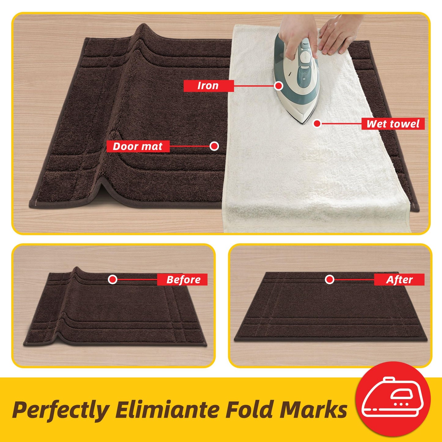 JSEI Entryway Rugs Doormat 32"x48", Non-Slip Dirt Trapper Door Mats Indoor, Washable Absorbent and Stain Resist Welcome Floor Mat for Front Door, Dog Door Mat, Dirty Wet Shoes & Paws, Brown