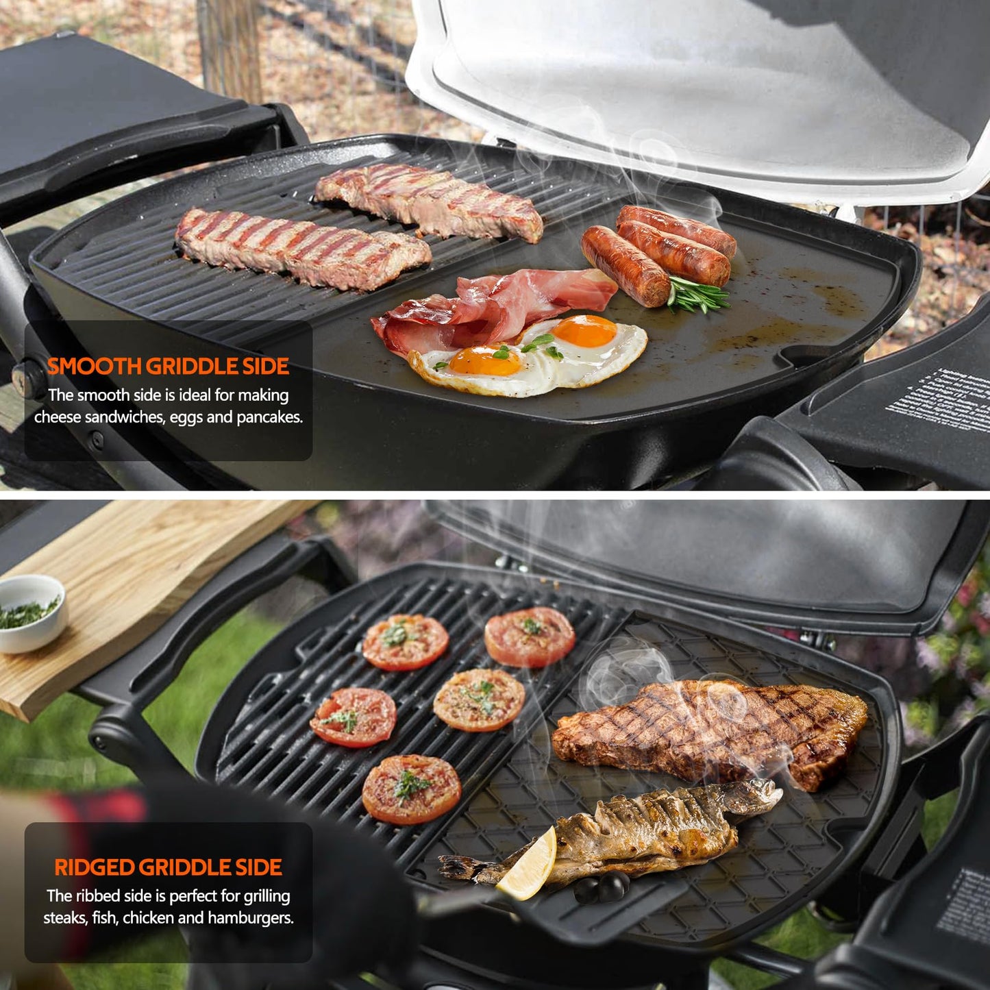 Stanbroil Cast Iron Grill Griddle for Weber Q200 Q220 Q240 Q2000 Q2200 Q2400 Series Gas Grills, Replacement Part for Weber 6559