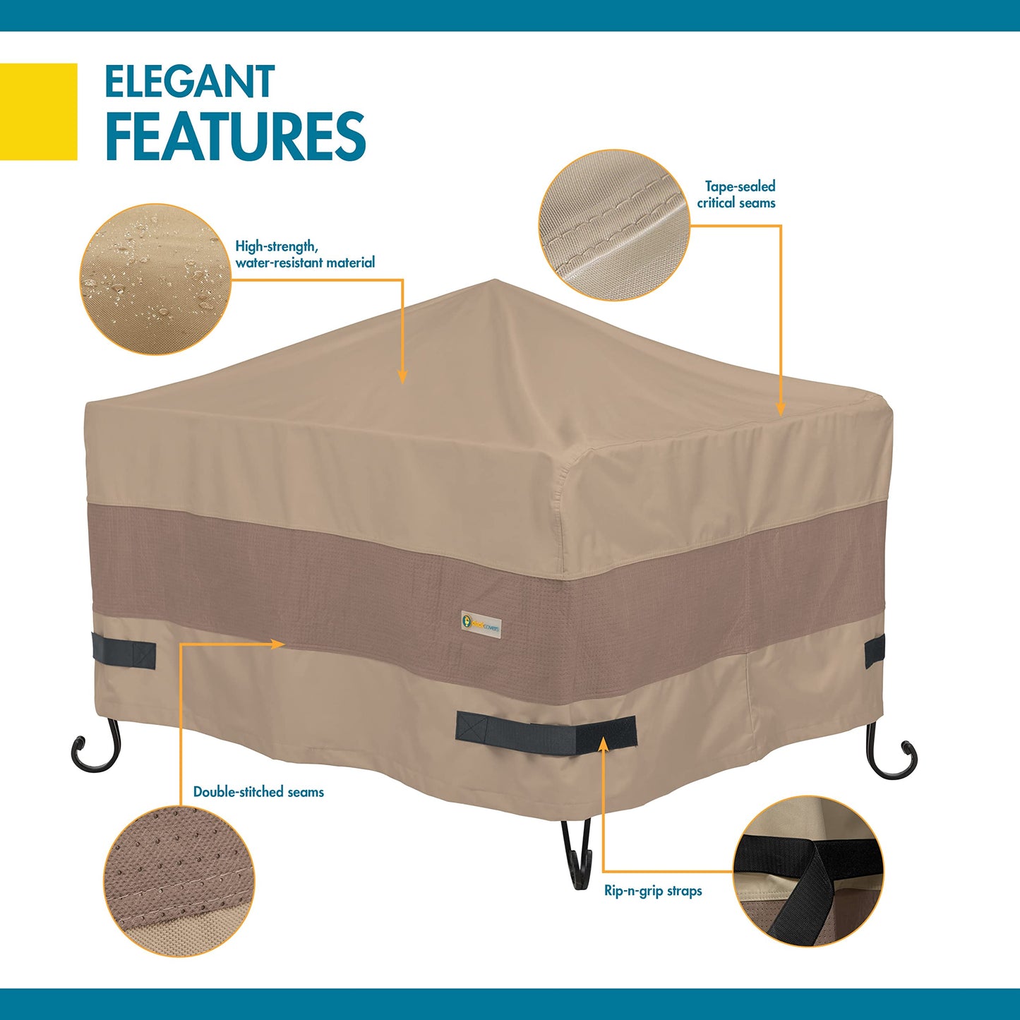 Duck Covers LFPS3232 Elegant Square Fire Pit Cover, 32"