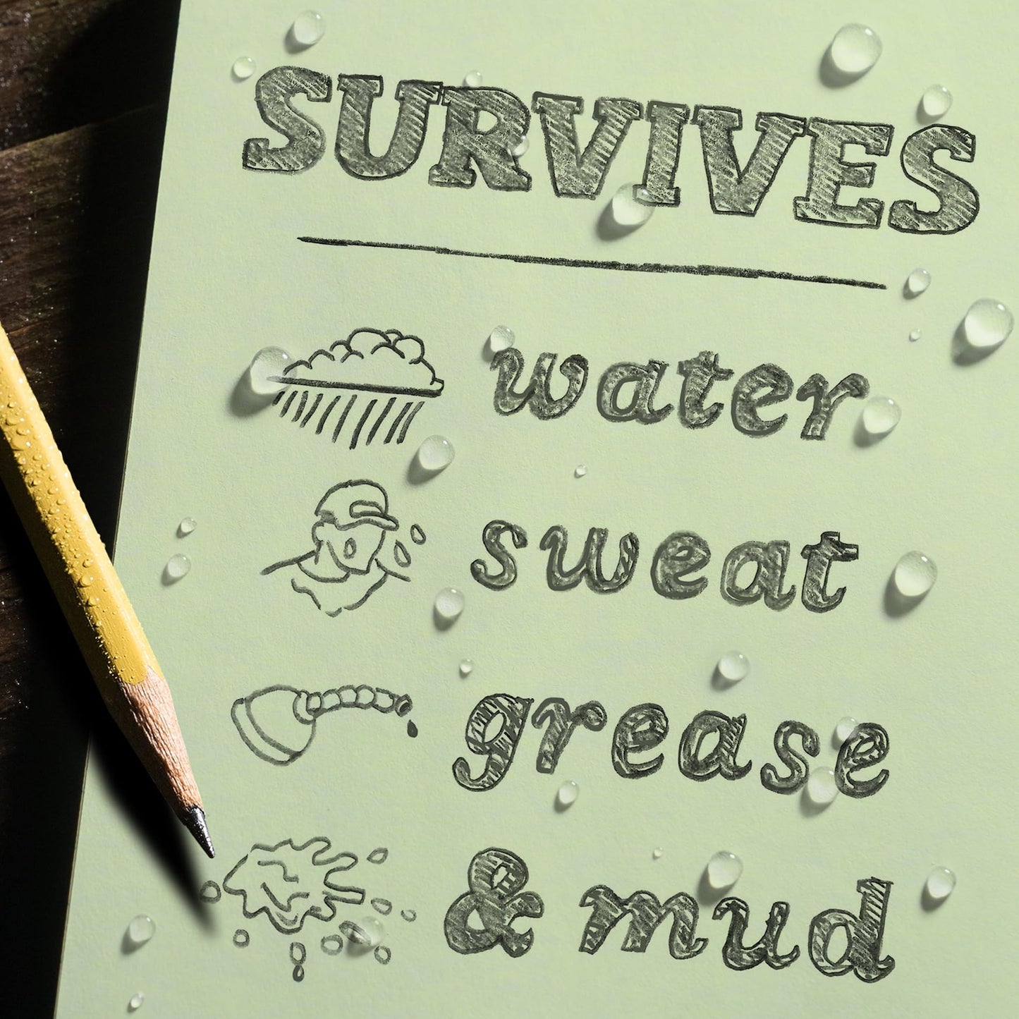 Rite in the Rain Weatherproof Hard Cover Notebook, 8.75" x 11.25", Green Cover, Universal Pattern (No. 970F-MX)