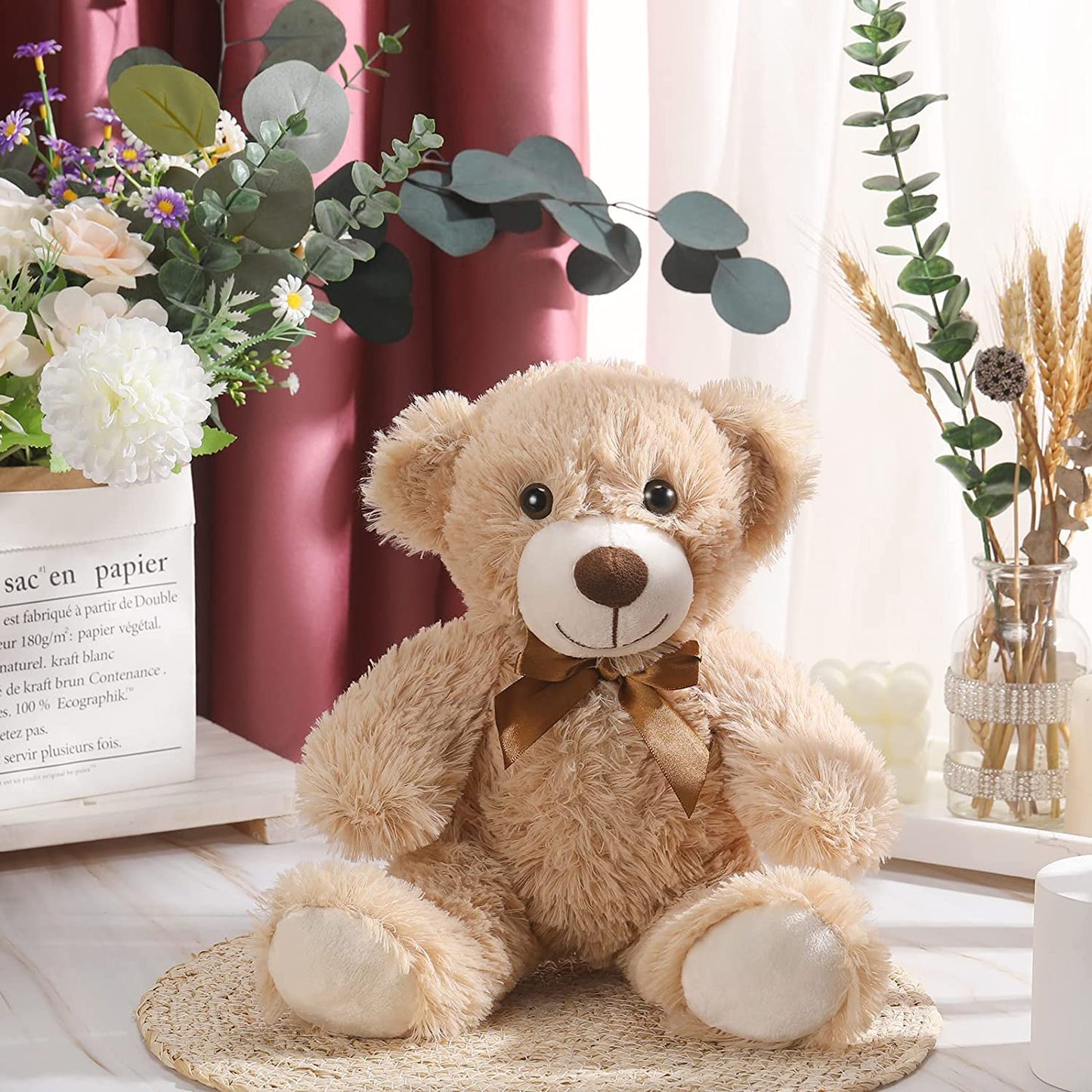 4 Packs 14 Inches Bears Plush Stuffed Animals Cute Soft Stuffed Bear Bulk for Girls Boys Girlfriend Gifts (Light Brown, Dark Brown)