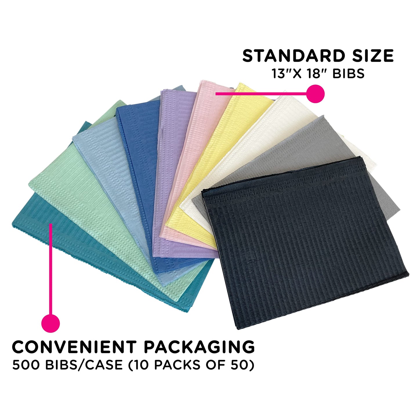 [500 Pack] Aurelia Extra Absorbent Disposable Dental Bibs Without Glue - Patient Bib for Dental & Medical Offices, Make Up Artists and Nail Salons (500 Bibs, Green)