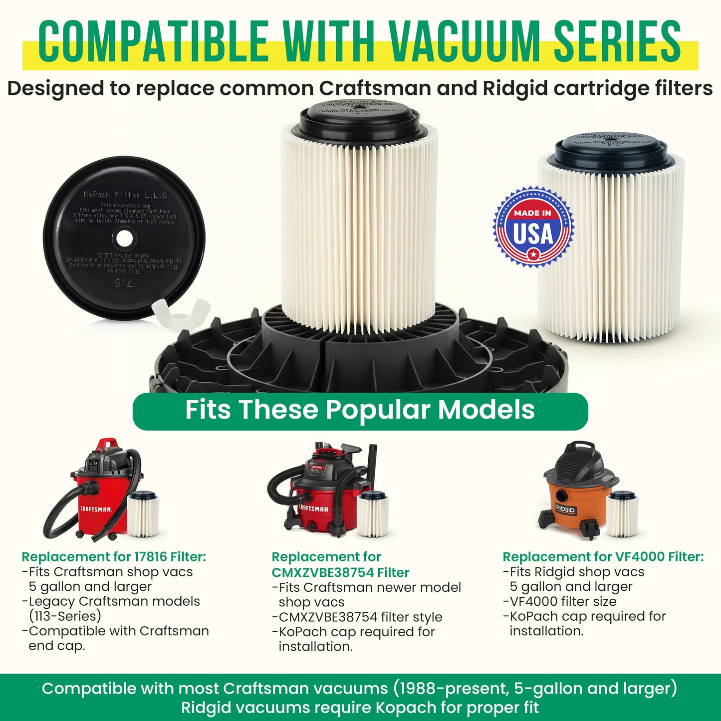 Craftsman & Ridgid Replacement Cartridge Filter