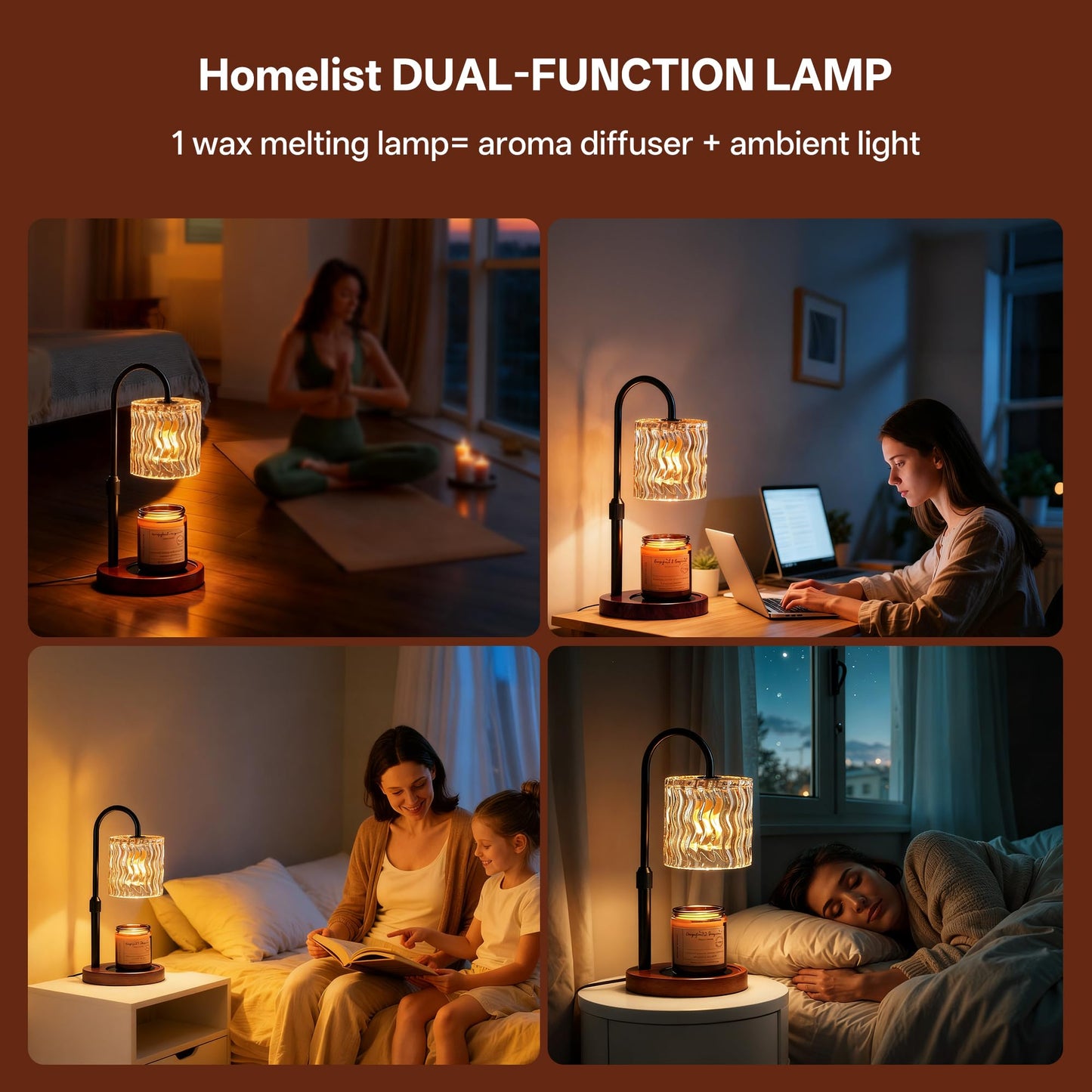 Homelist Candle Warmer Lamp, 2026 New Years Decorations, Adjustable Height Candle Warmer with Timer, Gifts for Women, Mother's Day for Mom Dimmable Candle Lights for Bedroom, Tea Room, Rest Room