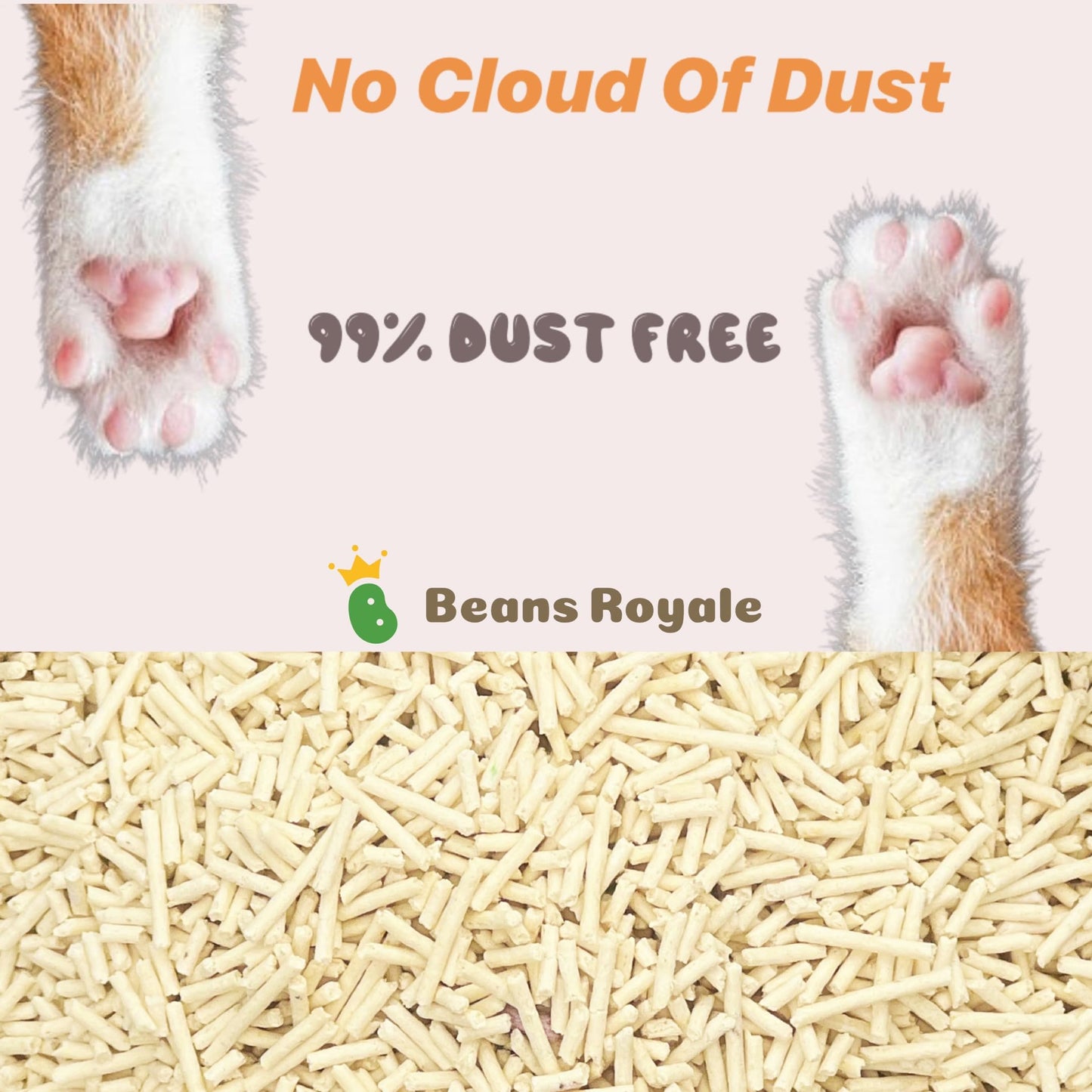 Beans Royale Tofu Cat Litter, Biodegradable, Clumping Kitty Litter, Flushable,Pea Fiber,Dust Free, Odor Control, Low Tracking, Lightweight (Milky 4 Pack)