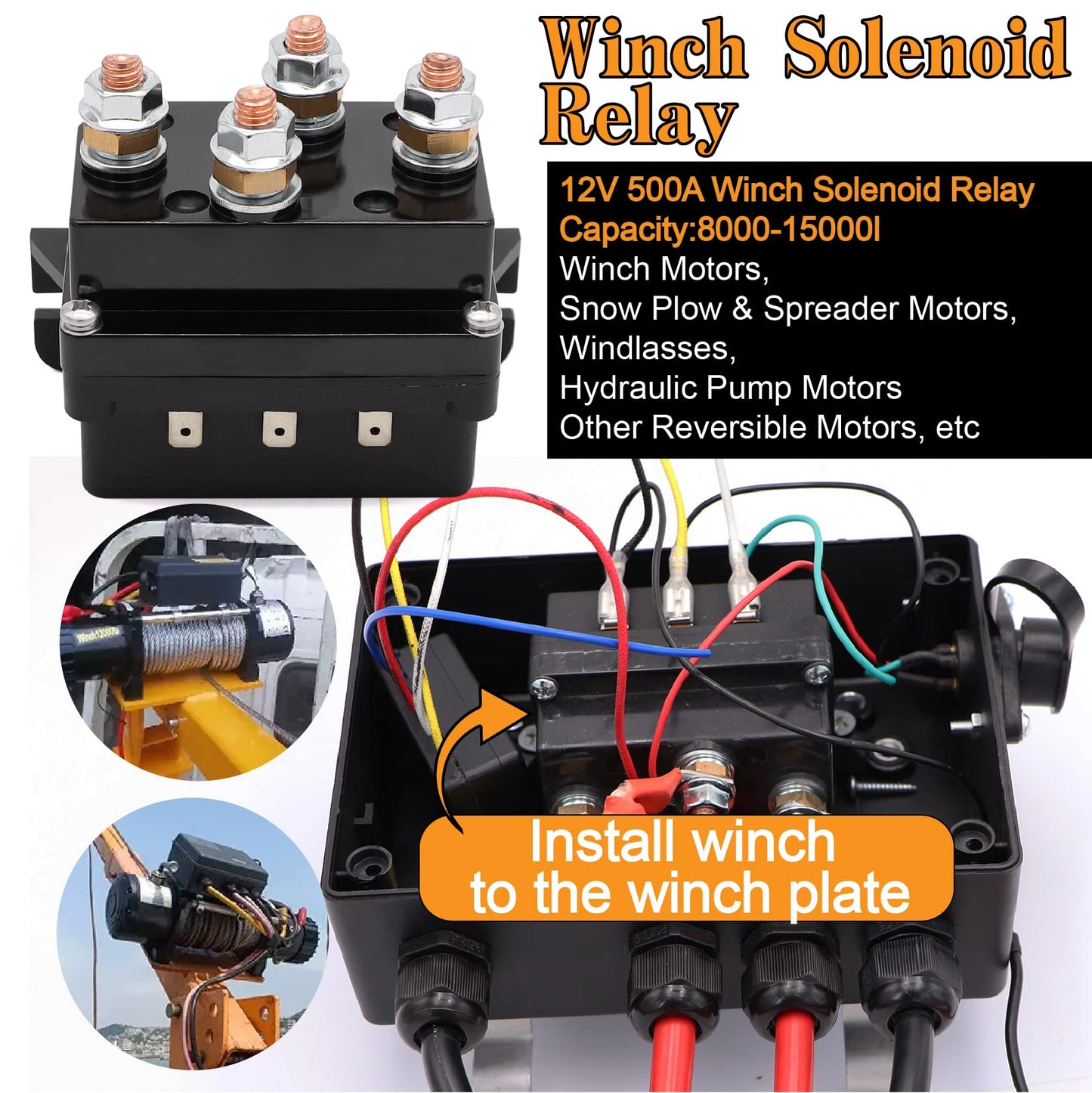 Torkettle 12V 500A Winch Solenoid Contactor Relay and Wireless Remote Control Kit Twin Range max 150ft for 8000lbs-17000lbs ATV UTV Winches