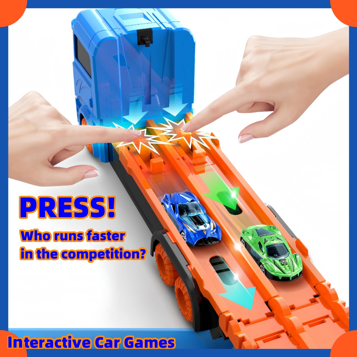 Bearbao Toddler Boy Toys for 2 3 4 5 6 Years Old Boys, 65 Inches Race Track for Boys Kids Die-Cast Transport Truck Car Toys, Toddler Car Toys Set for Kids Boy