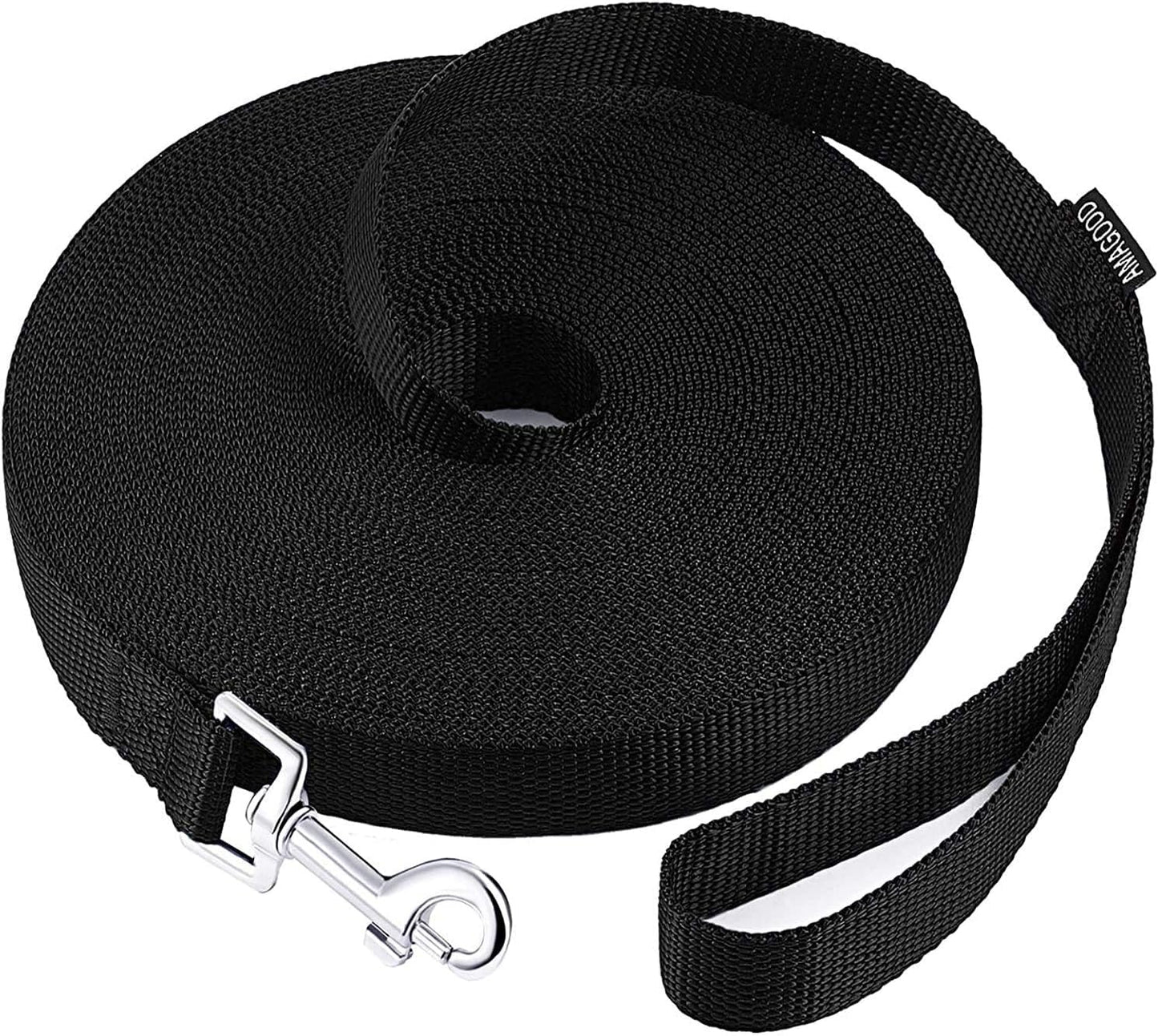 AMAGOOD Dog/Puppy Obedience Recall Training Agility Leashes-15 ft 20 ft 30 ft 50 ft 100ft Long Leash-for Dog Training,Tie Out,Play,Safety,Camping (100Feet,Black)