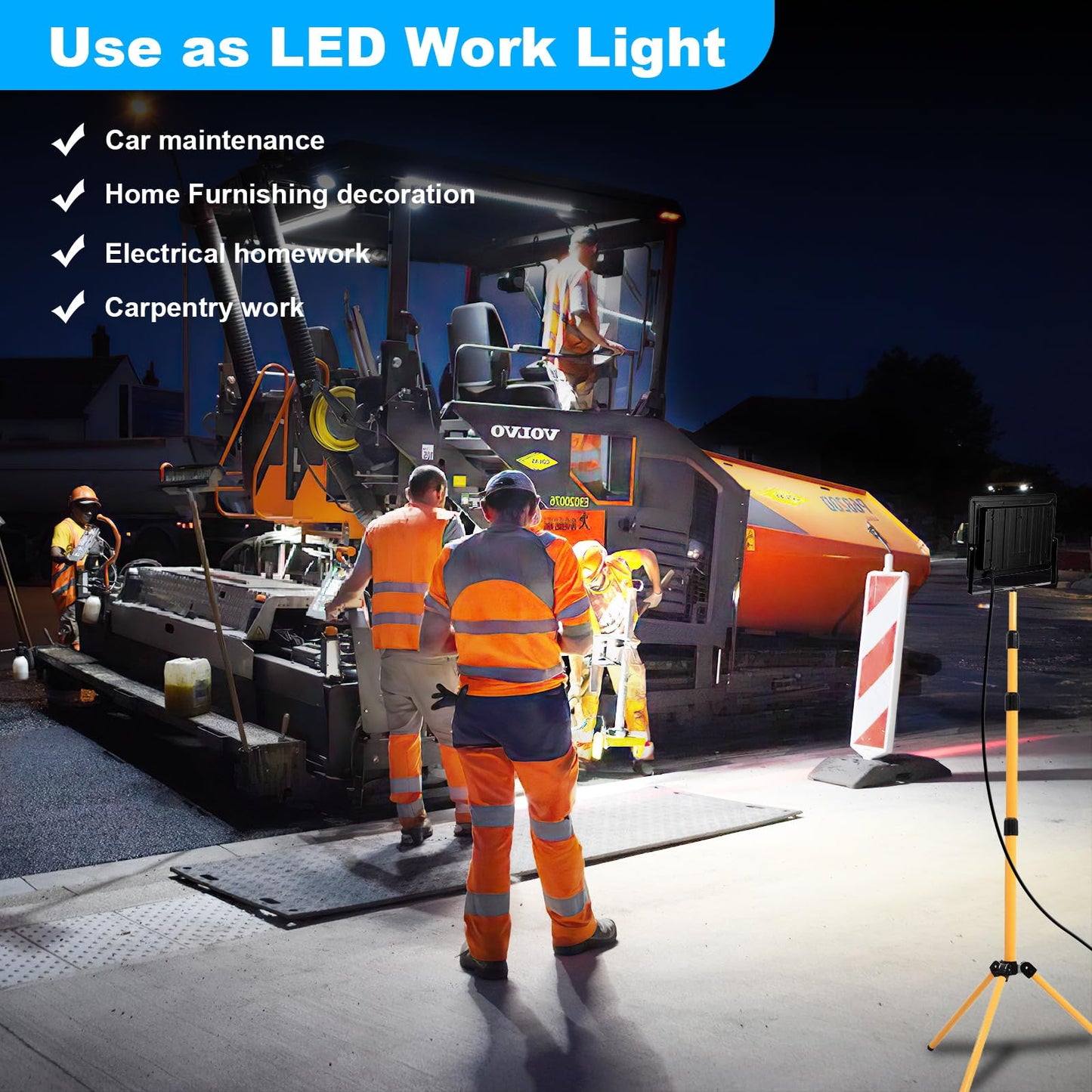 QENLAI - 120W LED Flood Light with Plug, 14400Lm Super Bright Security Lights with 6.5ft Cord, Daylight White IP66 Waterproof Outdoor, Work Spotlight for