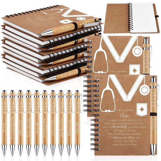 10 Sets Nurse Appreciation Gifts Bulk Thank You Gift Inspirational Spiral Notebook Motivational Ballpoint Pens Nurses Week Gifts for Doctor Medical Nursing Graduation Gift Teacher Coworker Colleagues