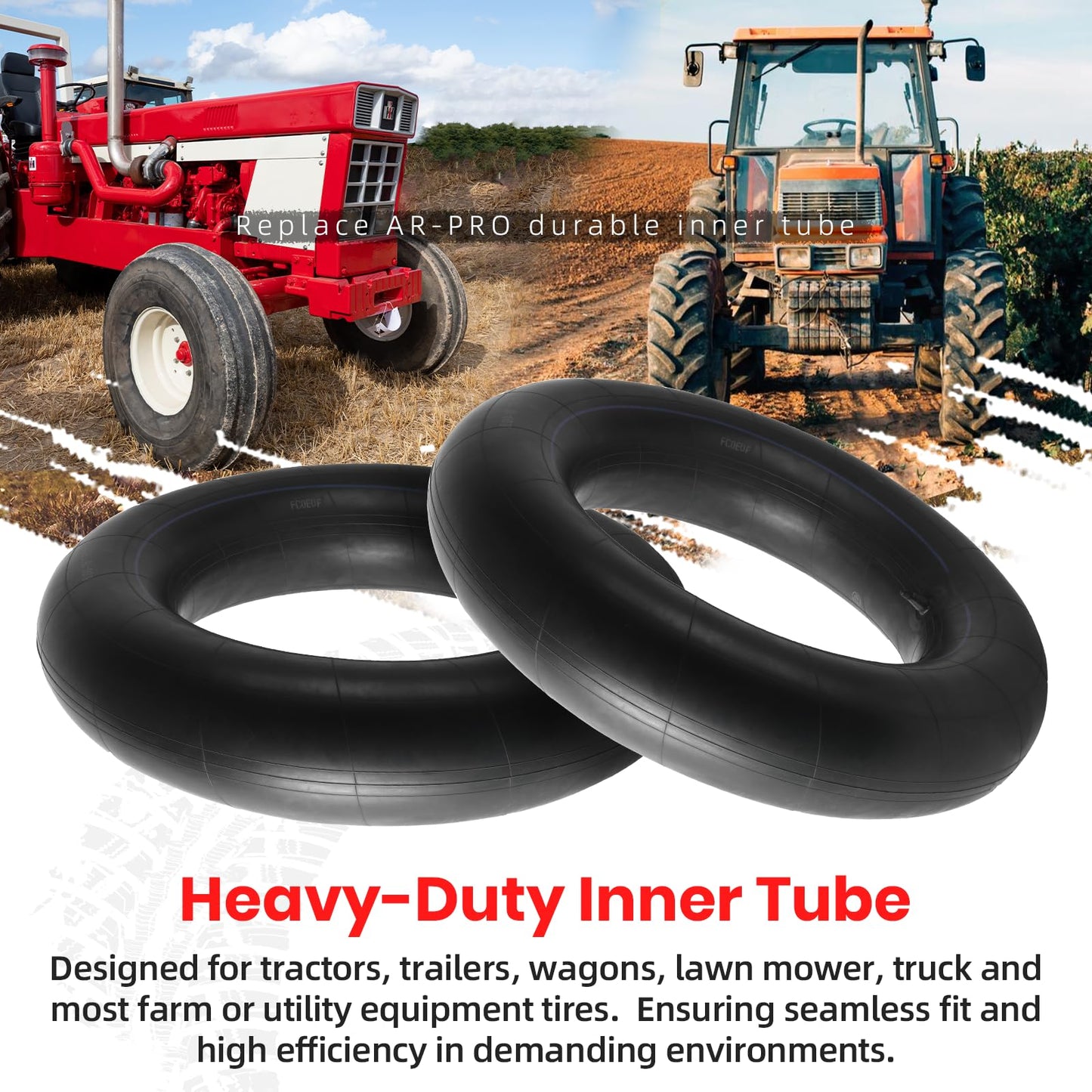 AR-PRO Replacement 6.00-16 Heavy-Duty Inner Tubes for Tractor, Trailer, Truck and More 600-16 Tires - with TR15 Valve Stems - Made from Durable Butyl Rubber (2-Pack)
