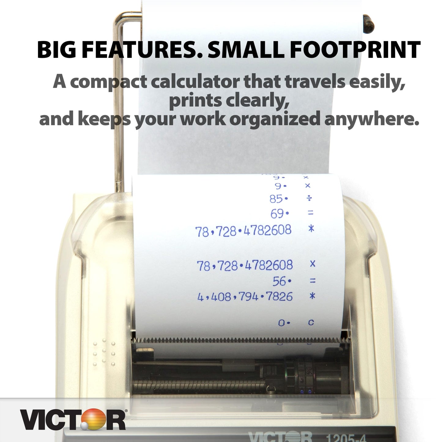 Victor VCT12054 12-Digit Portable Printing Calculator (VCT12054), 1.8" x 4" x 8"