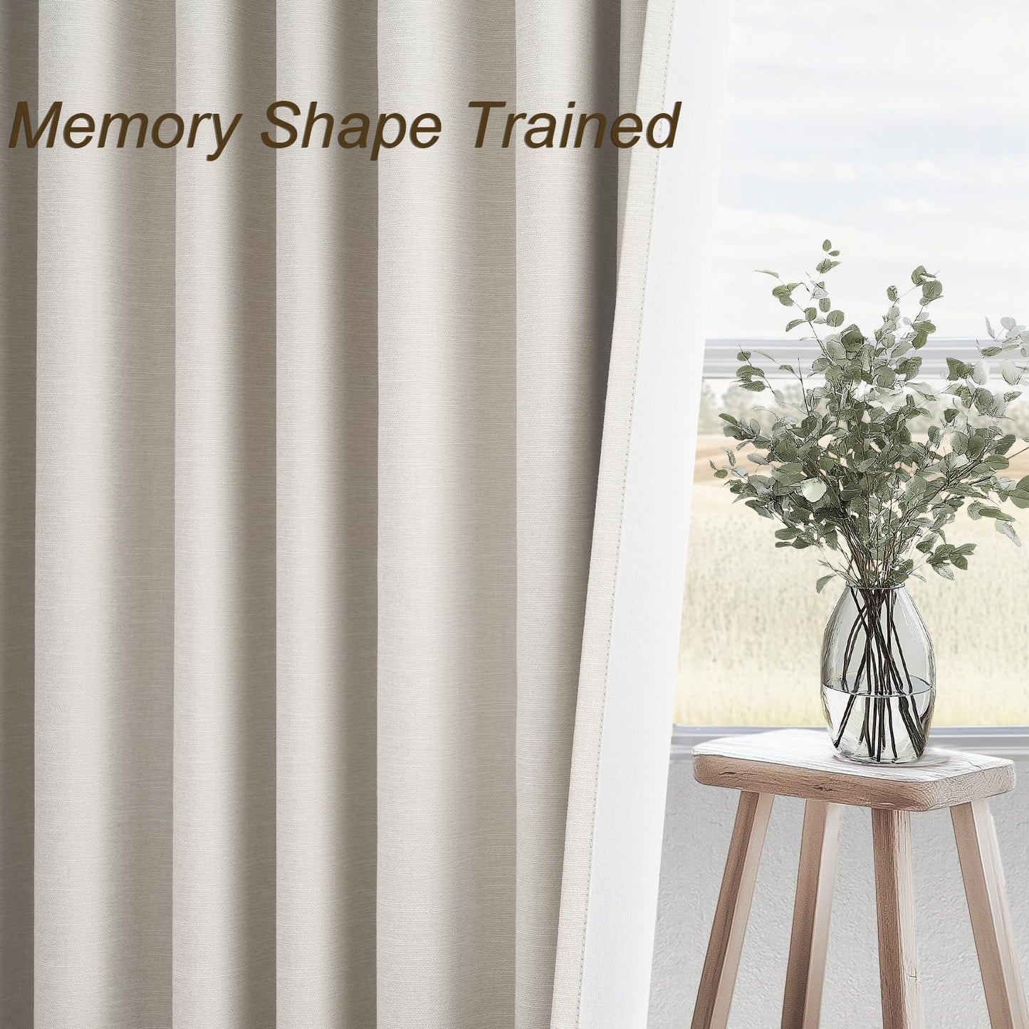 Topfinel Cream Linen Blackout Curtains 84 Inch Long for Bedroom Living Room, Ivory Pinch Pleat Back Tab Full Blackout Drapes Farmhouse Boho Curtains for Window, White Neutral Curtains 52" X 84" 7 FT