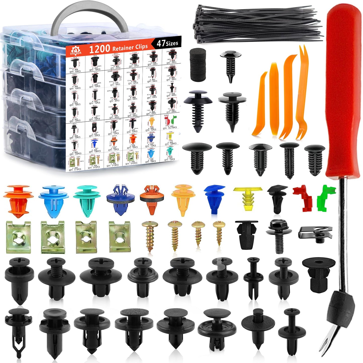 Car Push Retainer Clips Screws 1355PCS Auto Fasteners Assortment 42Popular Sizes Door Panel Trim Automotive Clips Bumper Rivets with Fastener Remover for Pickup Truck Ford GM Toyota Honda Chrysler