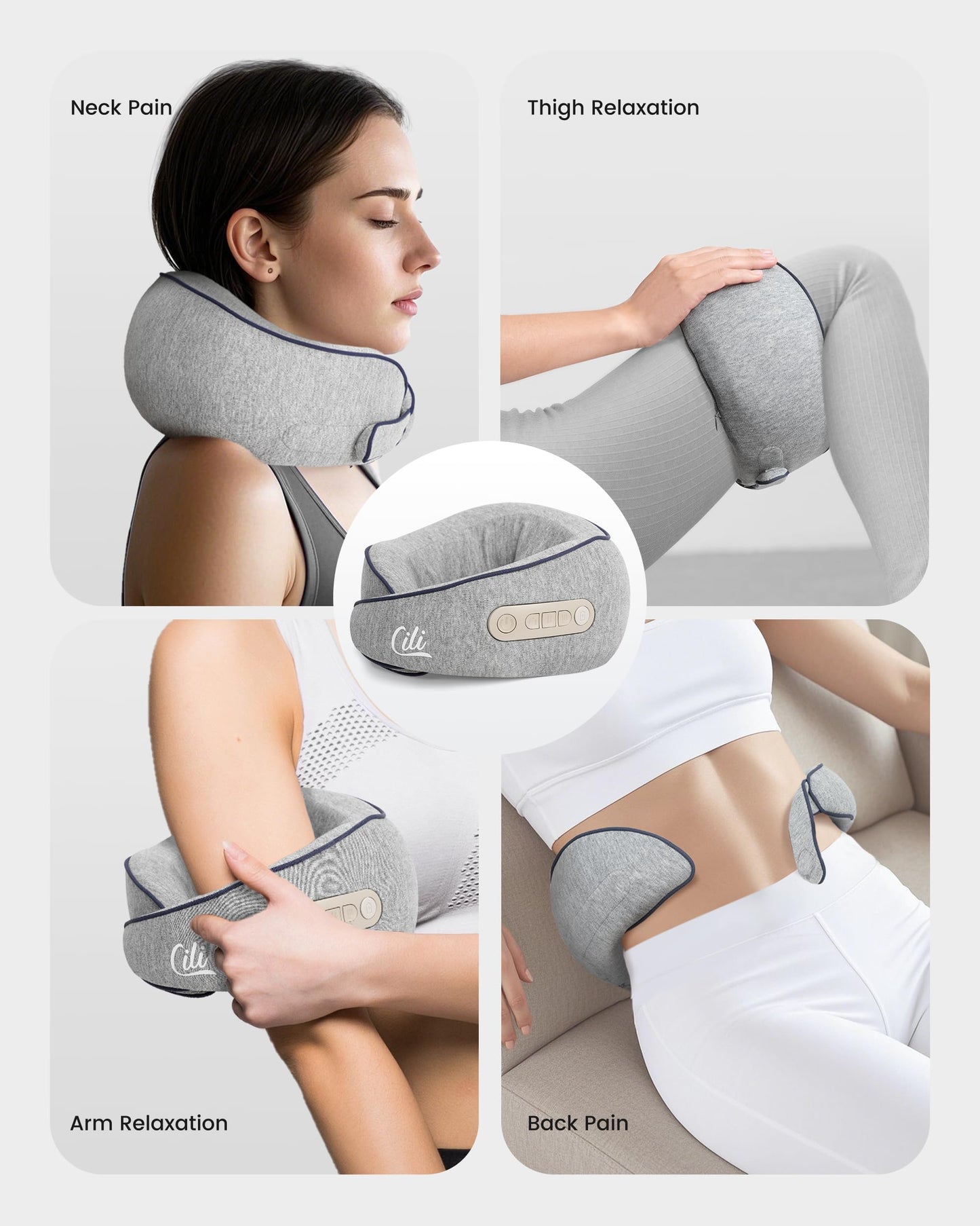 CILI Cordless Neck Massager Pillow with Heat,Shiatsu Neck Massager with 3 Adjustable Intensity,Heated Massage Pillow for Travel,Lightweight & Hand-free for Home, Office,Gifts for Mom,Dad