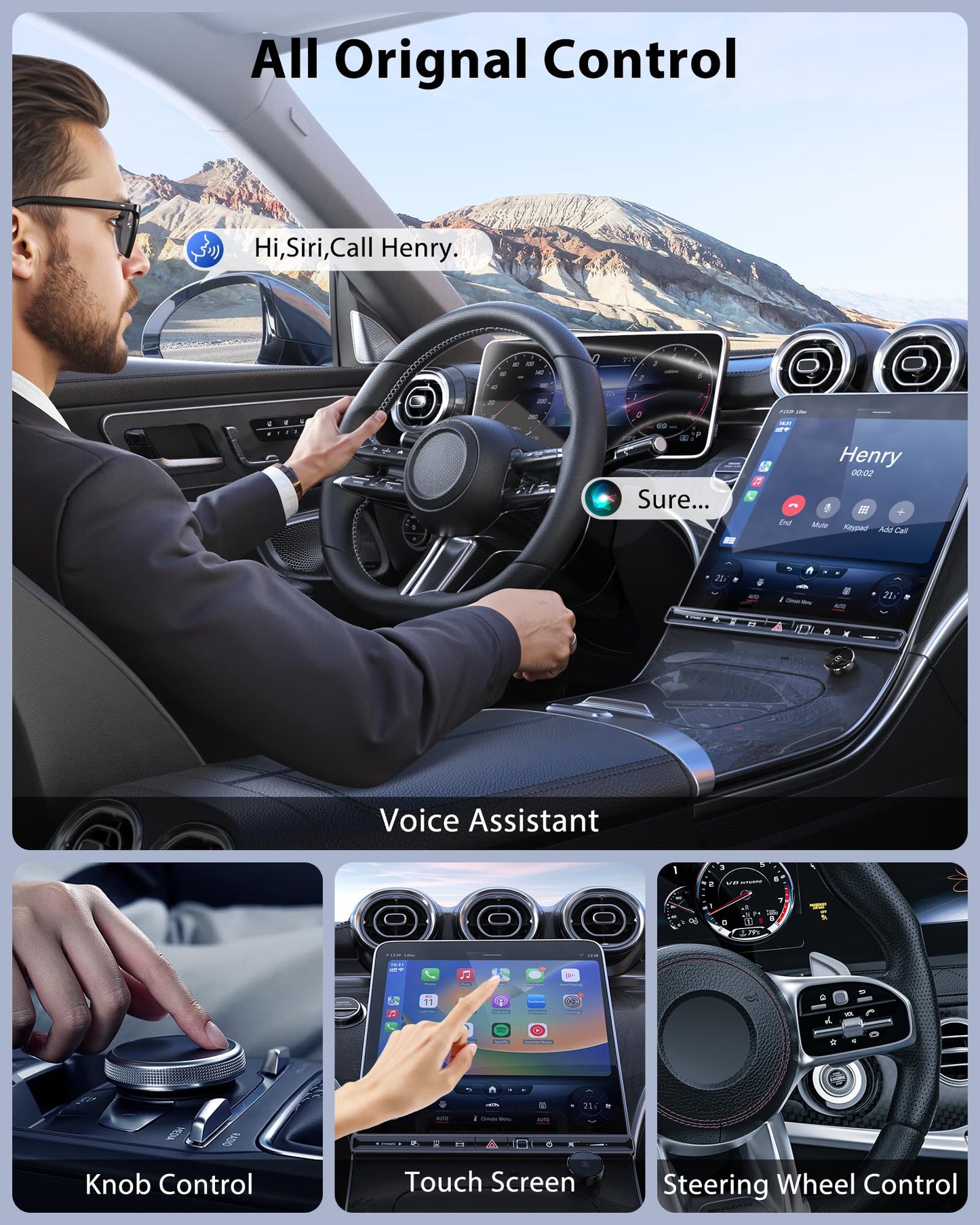 2025 Wireless CarPlay Adapter for iPhone, Converts Factory Wired to Wireless CarPlay Dongle for Cars from 2016 and iOS 10+, Plug and Play, No Latency