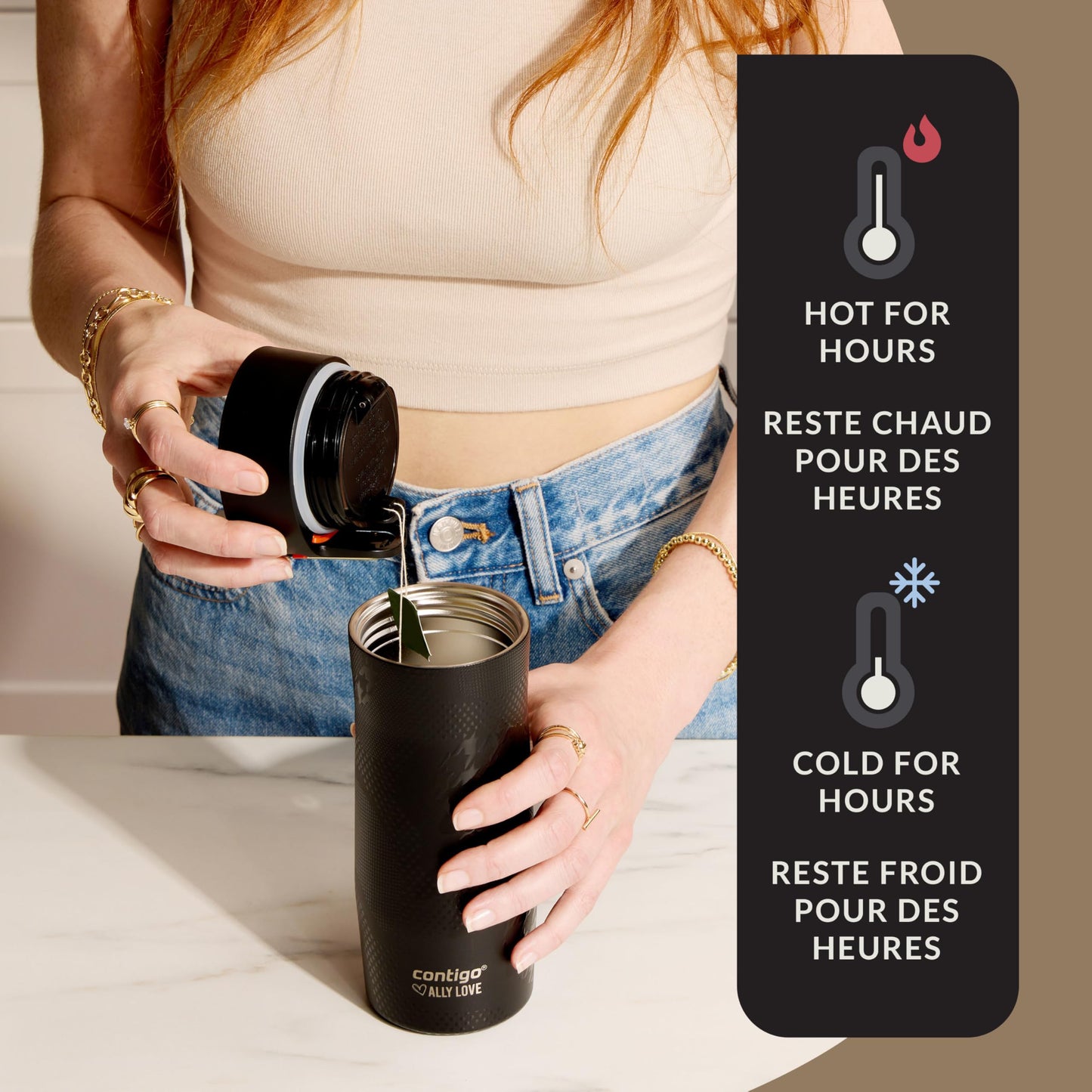 Contigo x Ally Love West Loop 3.0 Vacuum-Insulated Stainless Steel Travel Mug with AUTOSEAL Easy-Clean Lid, 16 oz (473 mL), Licorice