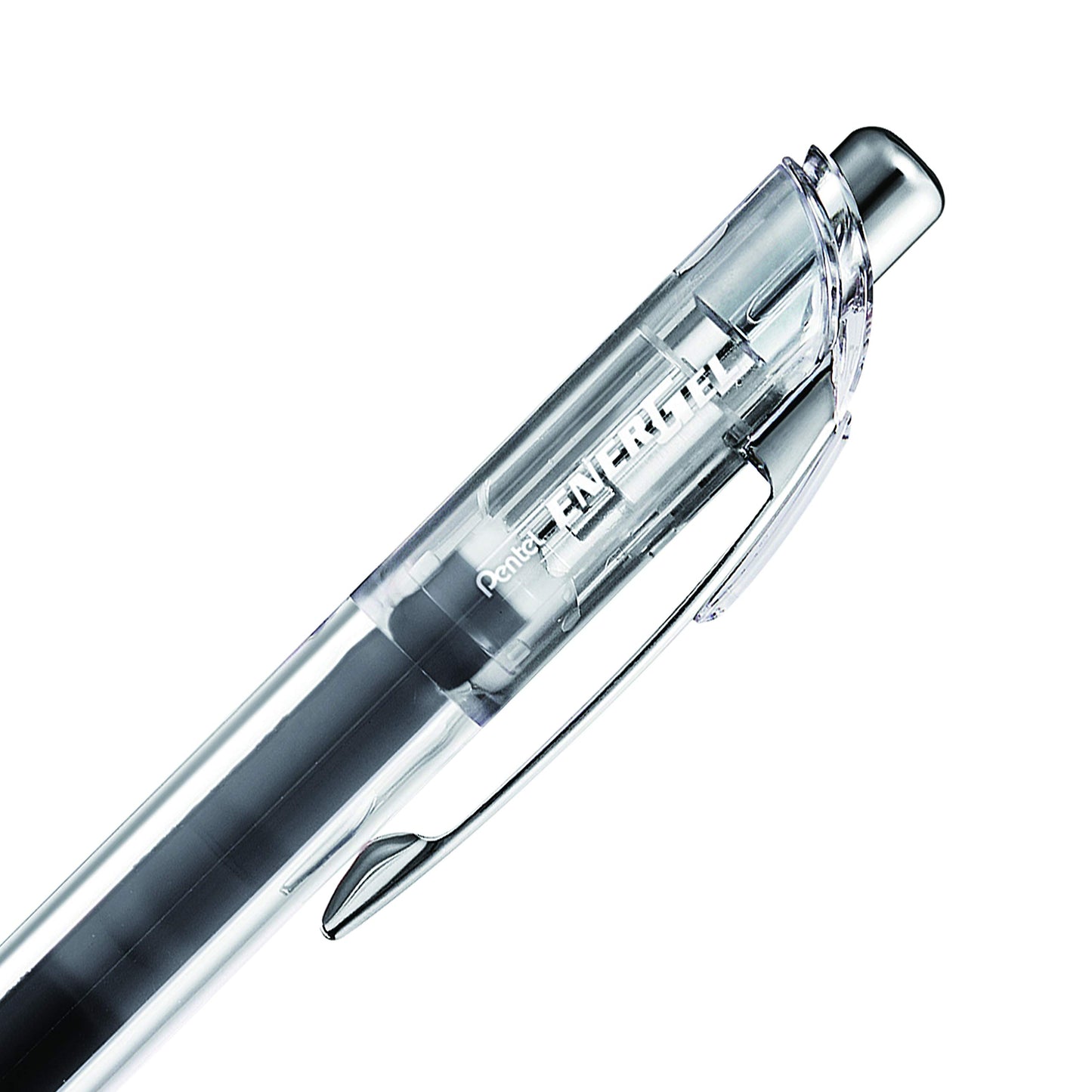 Pentel EnerGel Infree, Clear Barrel, Retractable Liquid Gel Pen, Everyday Use, Office Supplies, School Supplies, 0.5mm Fine Point, Needle Tip, Black Ink, BLN75TL-A, Box of 12