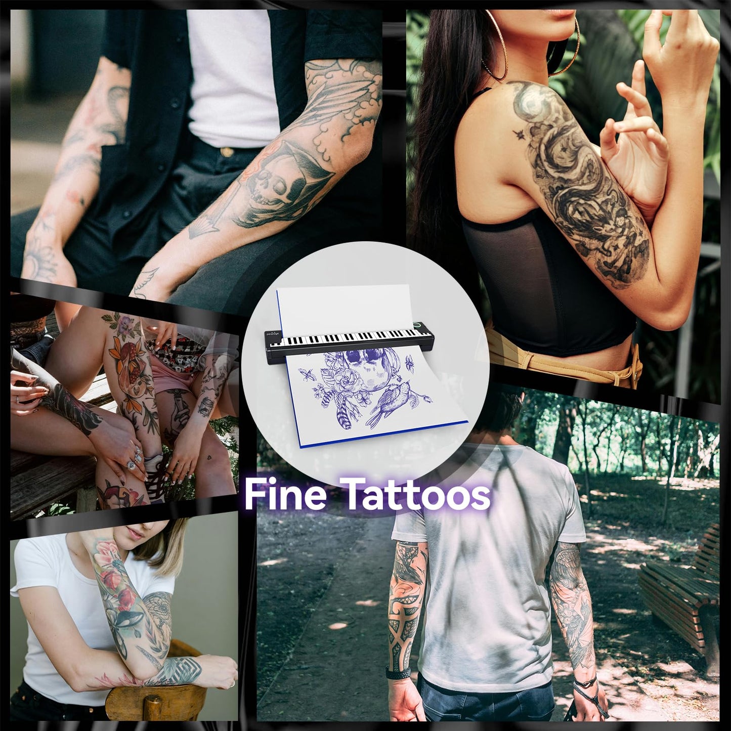 PeriPage Wireless Tattoo Stencil Printer, Portable Thermal Tattoo Printer Machine for Artists & Beginners, Tattoo Printers Compatible with Smartphone/Pad/PC, Includes 5pcs Transfer Paper & Tattoo Kit