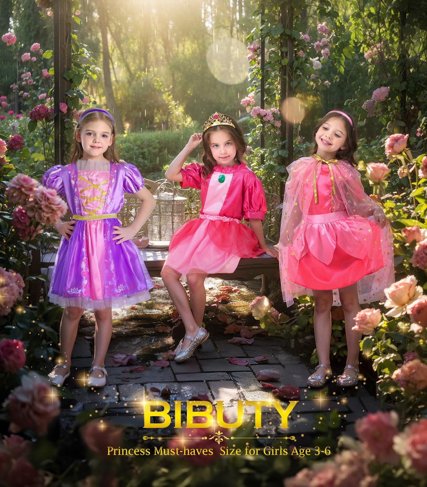 Princess Dress Up Clothes for Little Girls Princess Dresses, Play Dress Up Costume Set Toy Gift for 3-6 Little Girls