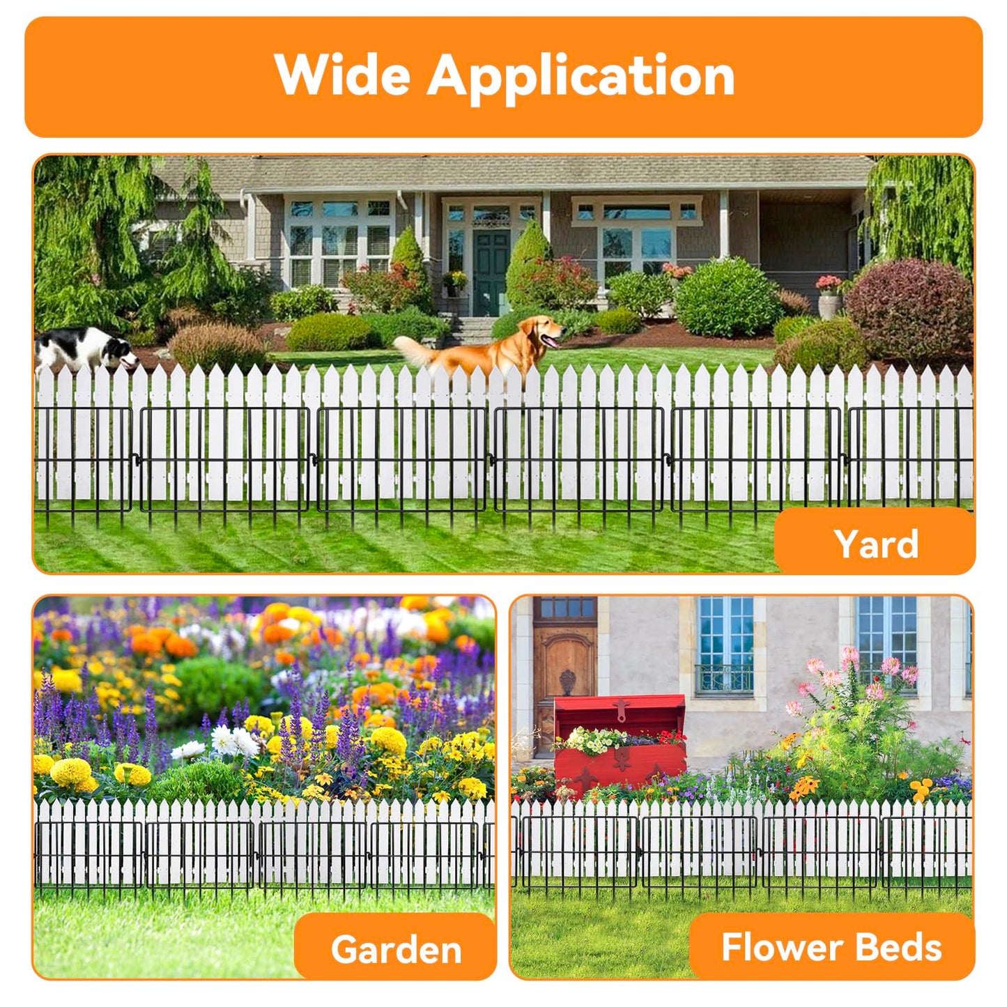 25 Pack Animal Barrier Fence No Dig Garden Defense, 13in(H) x 25ft(L) Rabbit Proof Garden Fencing with 1.2in Gaps, Metal Rabbit Fence for Garden, Dog Blocker Under Barriers