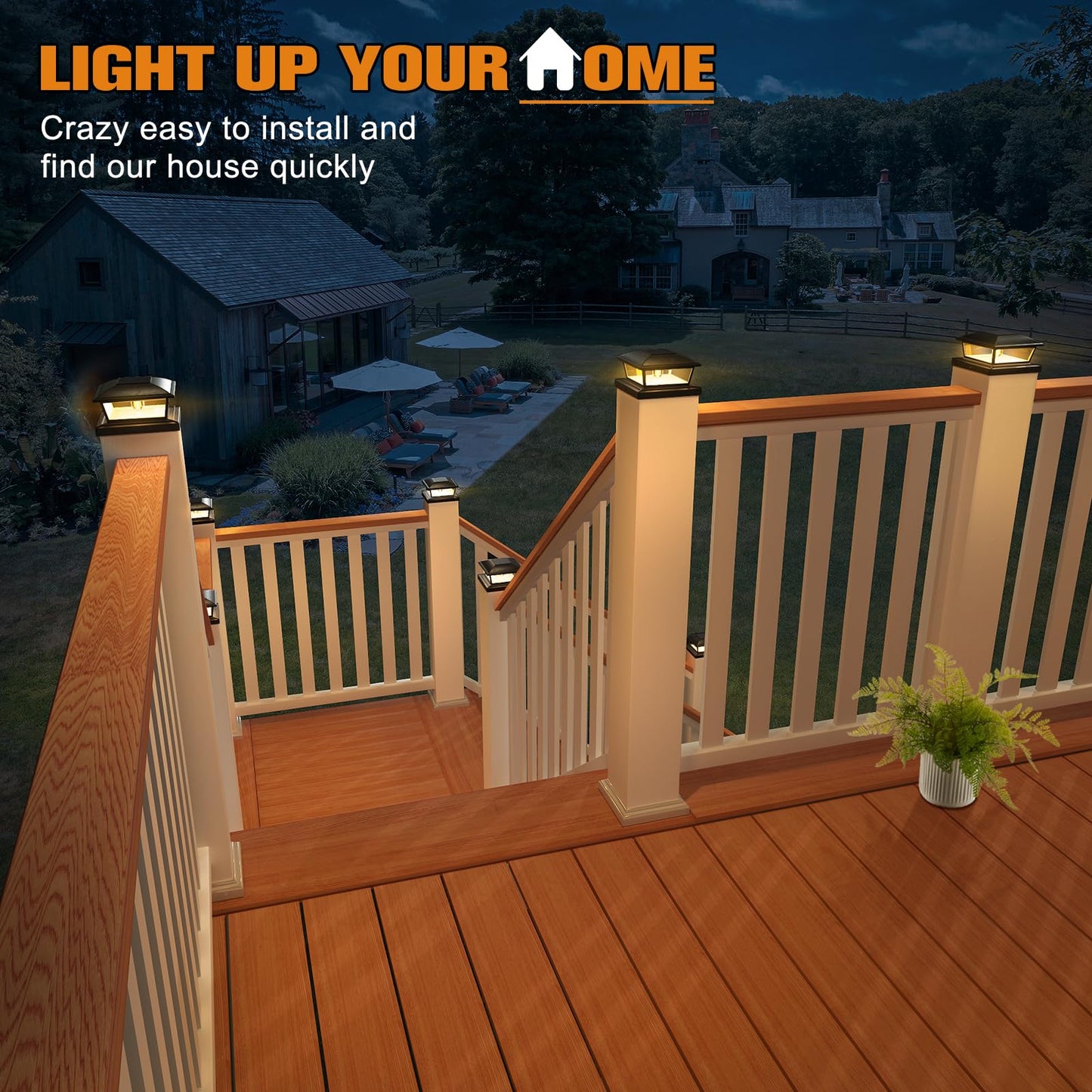 APONUO 4x4 Solar Post Caps Lights, 2 Modes Edison LED Bulb Solar Fence Post Lights for 4x4 5x5 6x6 Vinyl Wooden Posts Waterproof Fence Post Lights Solar Powered for Deck/Fence/Porch (Black, 4 Packs)